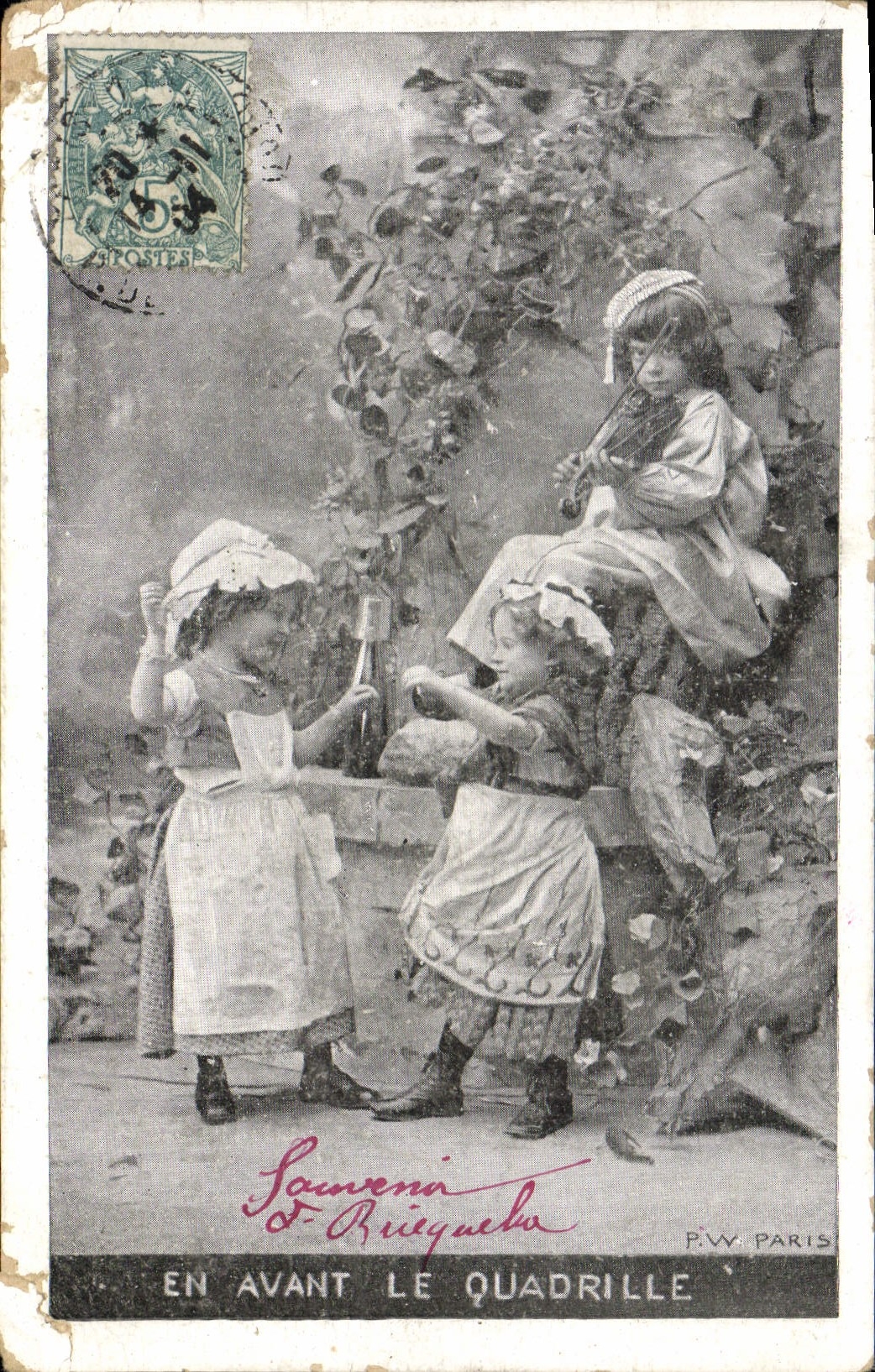 CPA En avant le Quadrille Enfants