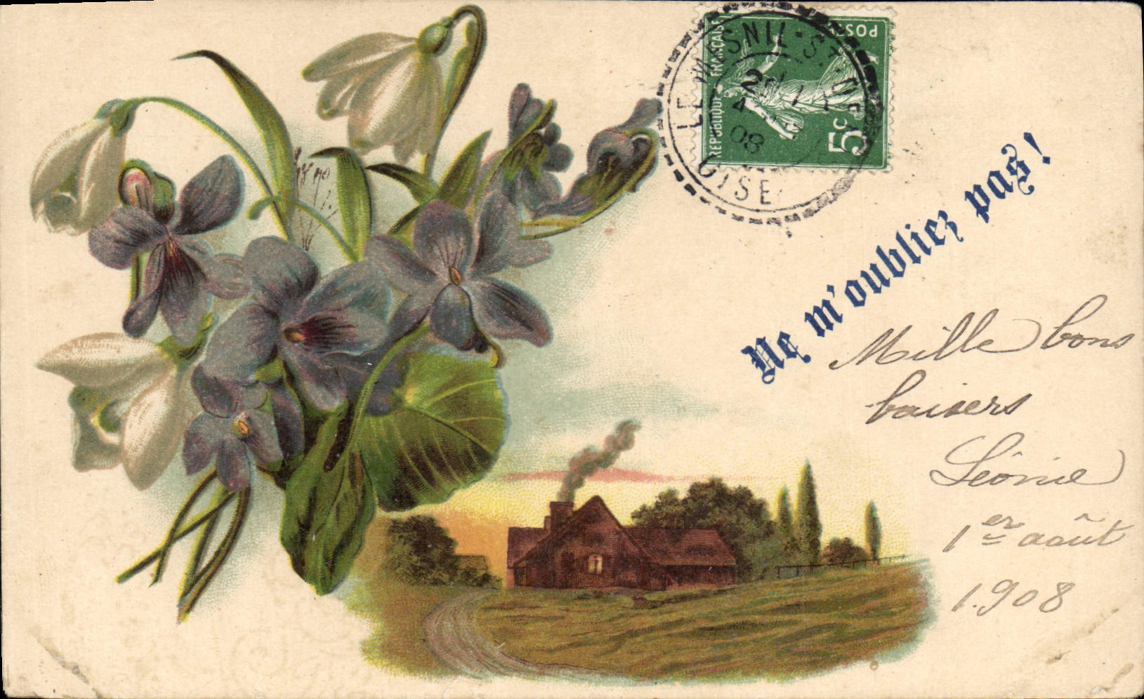 CPA Ne m'oubliez Pas Fleurs