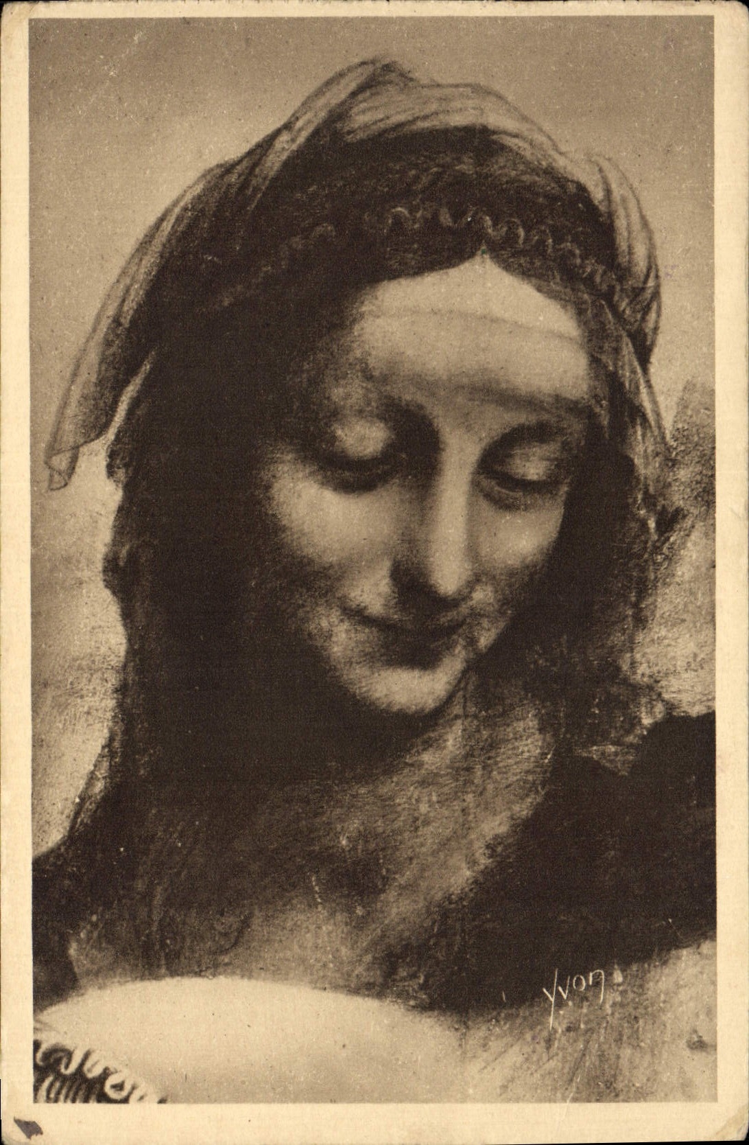 CPA Musee du Louvre Leonard de Vinci Tete de Sainte Anne 