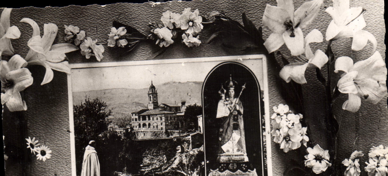 CPA De Notre Dame de Laghet recevez ces Fleurs