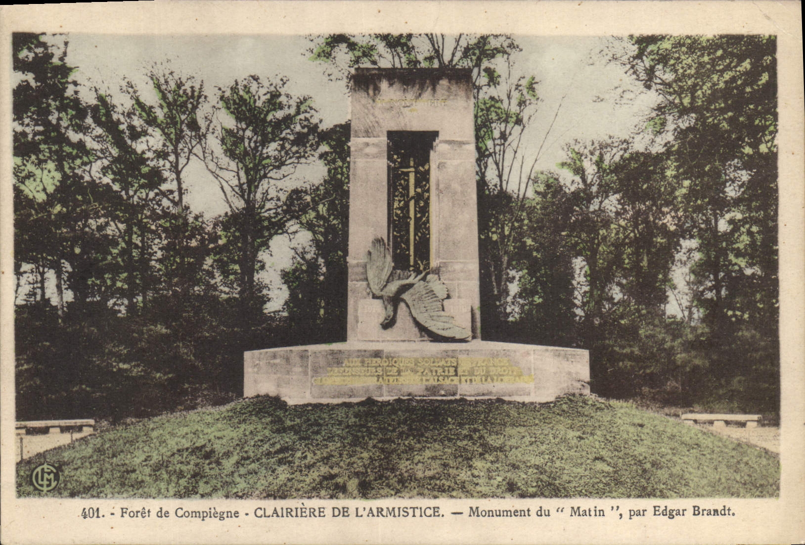 CPA Foret de Compiegne Clairiere de l'Armistice Monument du Matin Par Edgar Brandt
