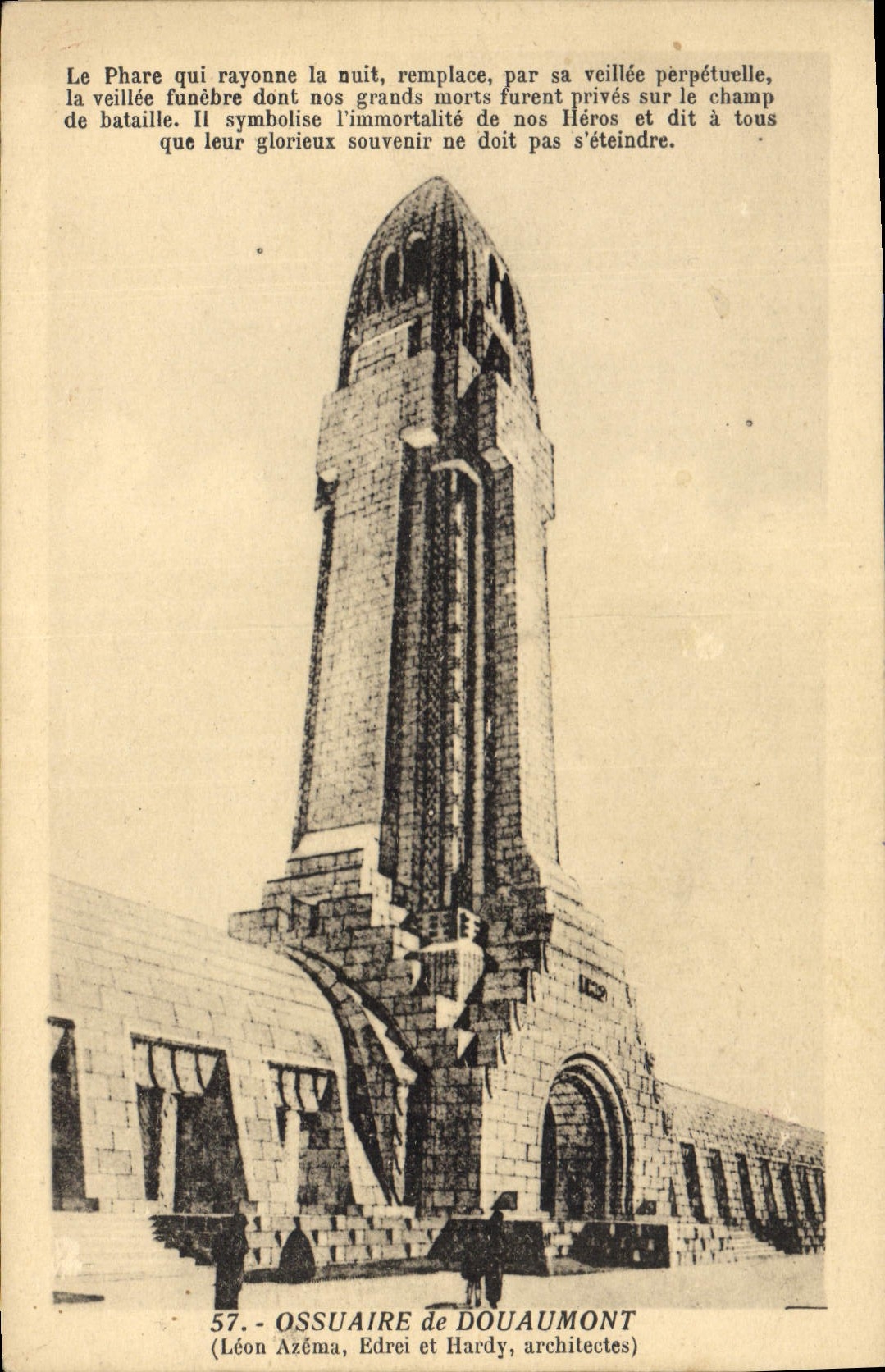 CPA Ossuaire de Douaumont Leon Azema Edrei et Hardy architectes le Phare qui rayonne la nuit remplac