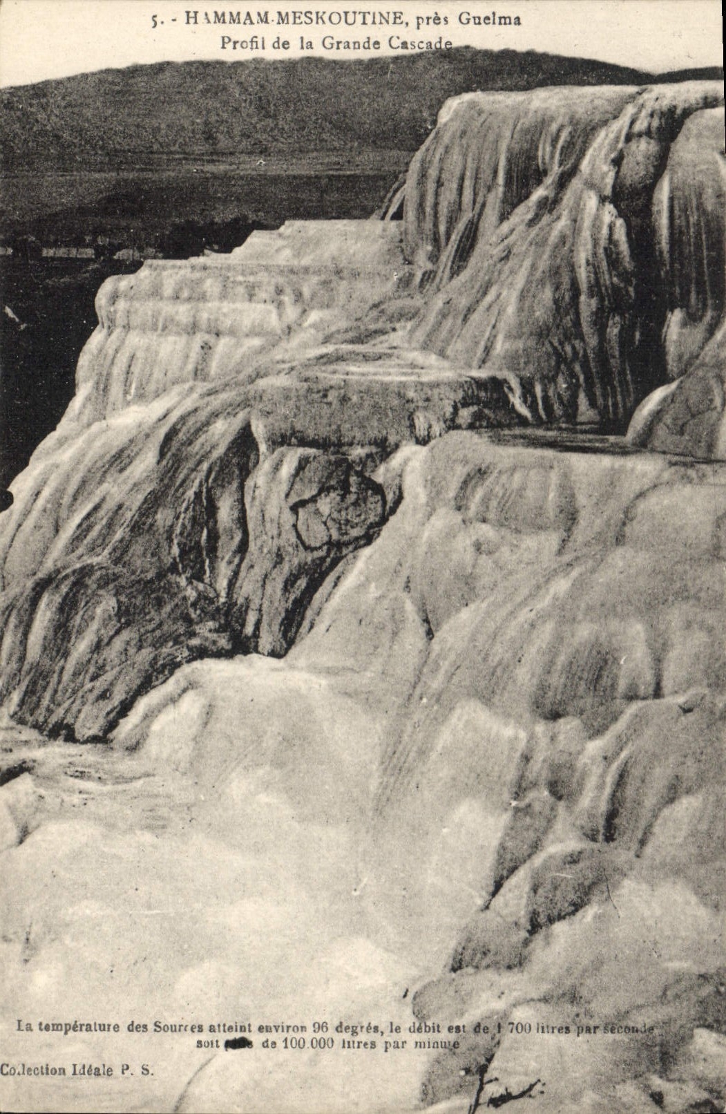 CPA Hammam Meskoutine pres Guelma profil de la Grande Cascade