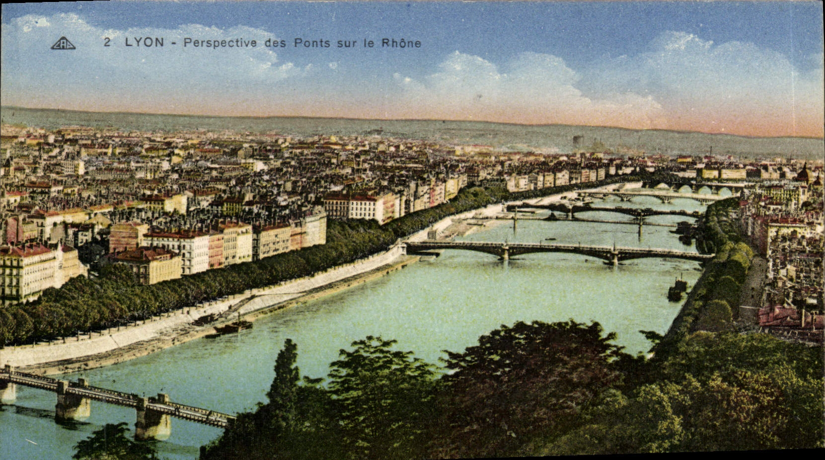 CPA Lyon Perspective des Ponts sur le Rhone