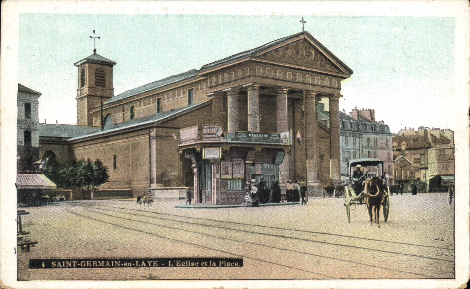 CPA Saint Germain en Laye l'eglise et la place 