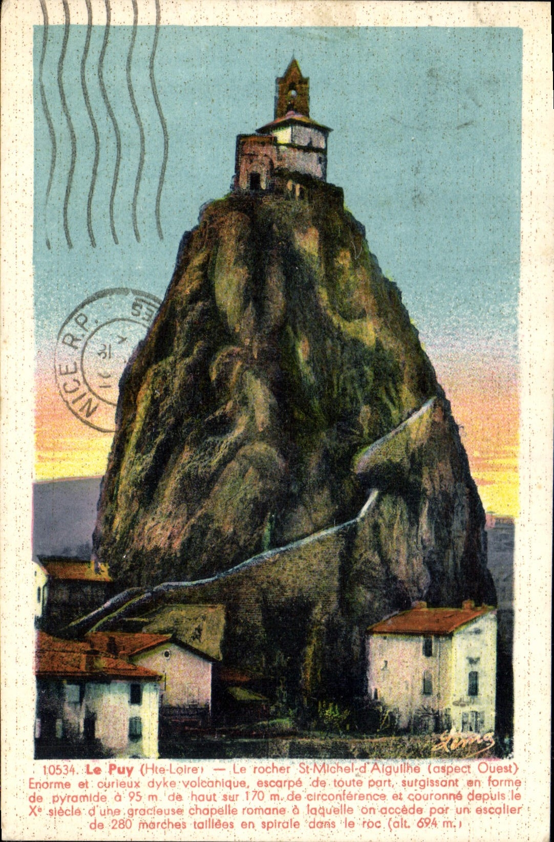 CPA Le Puy Hte Loire le rocher St Michel d'Aiguilhe Aspect Ouest 
