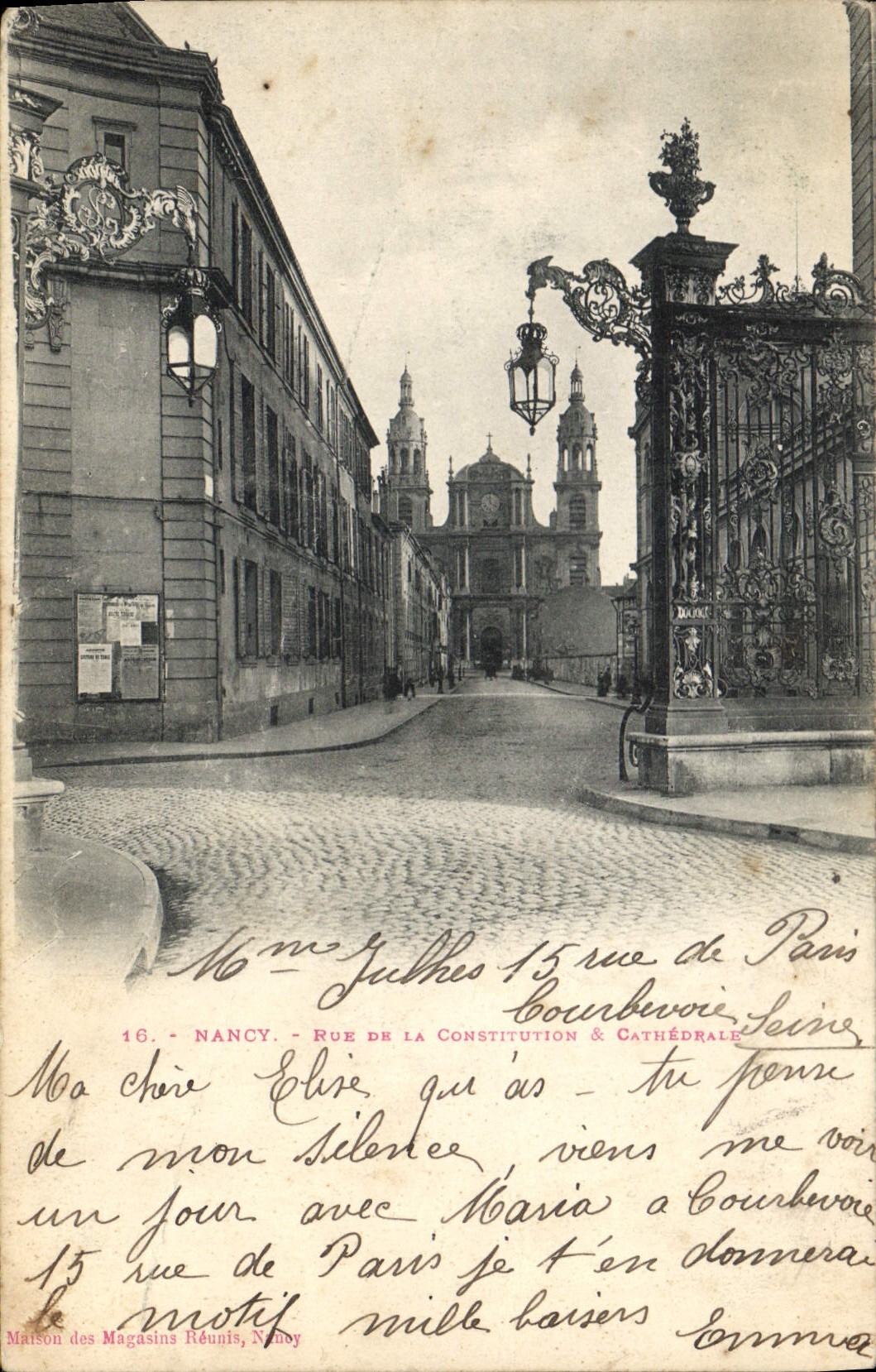 CPA Nancy Eue de la Constrivution et Cathedrale 