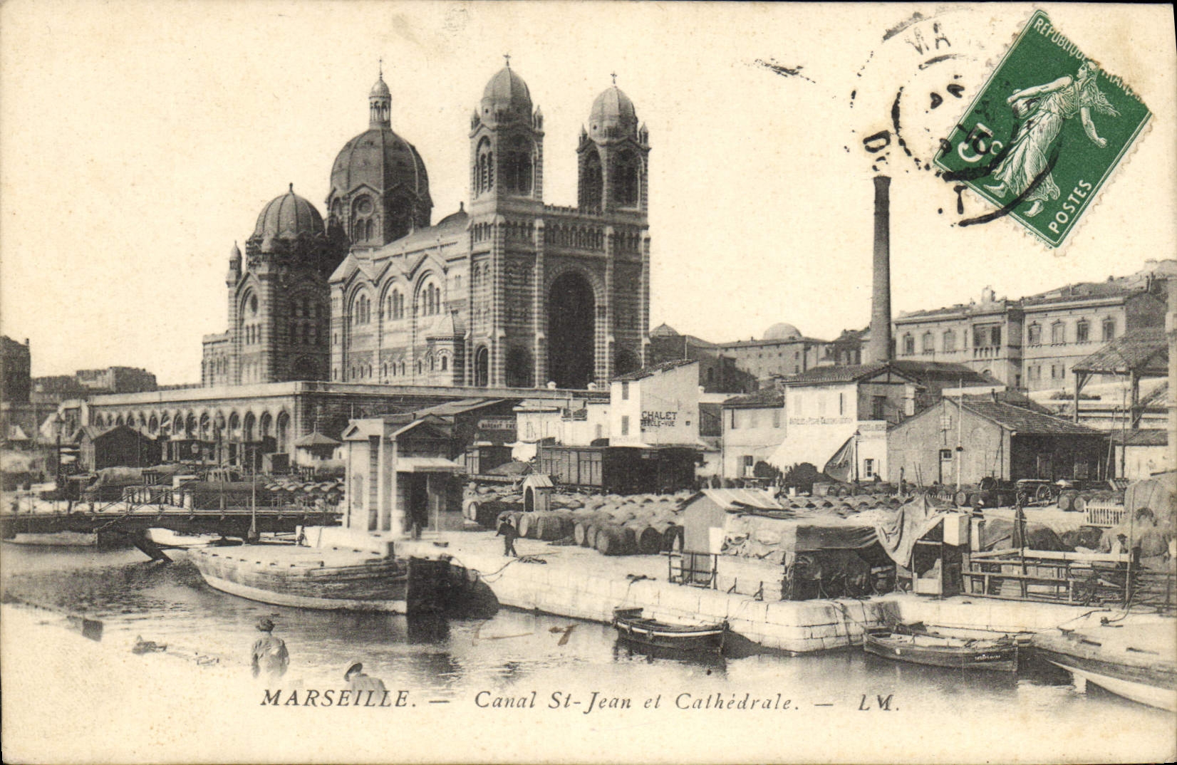 CPA Marseille Canal St Jean et Cathedrale 