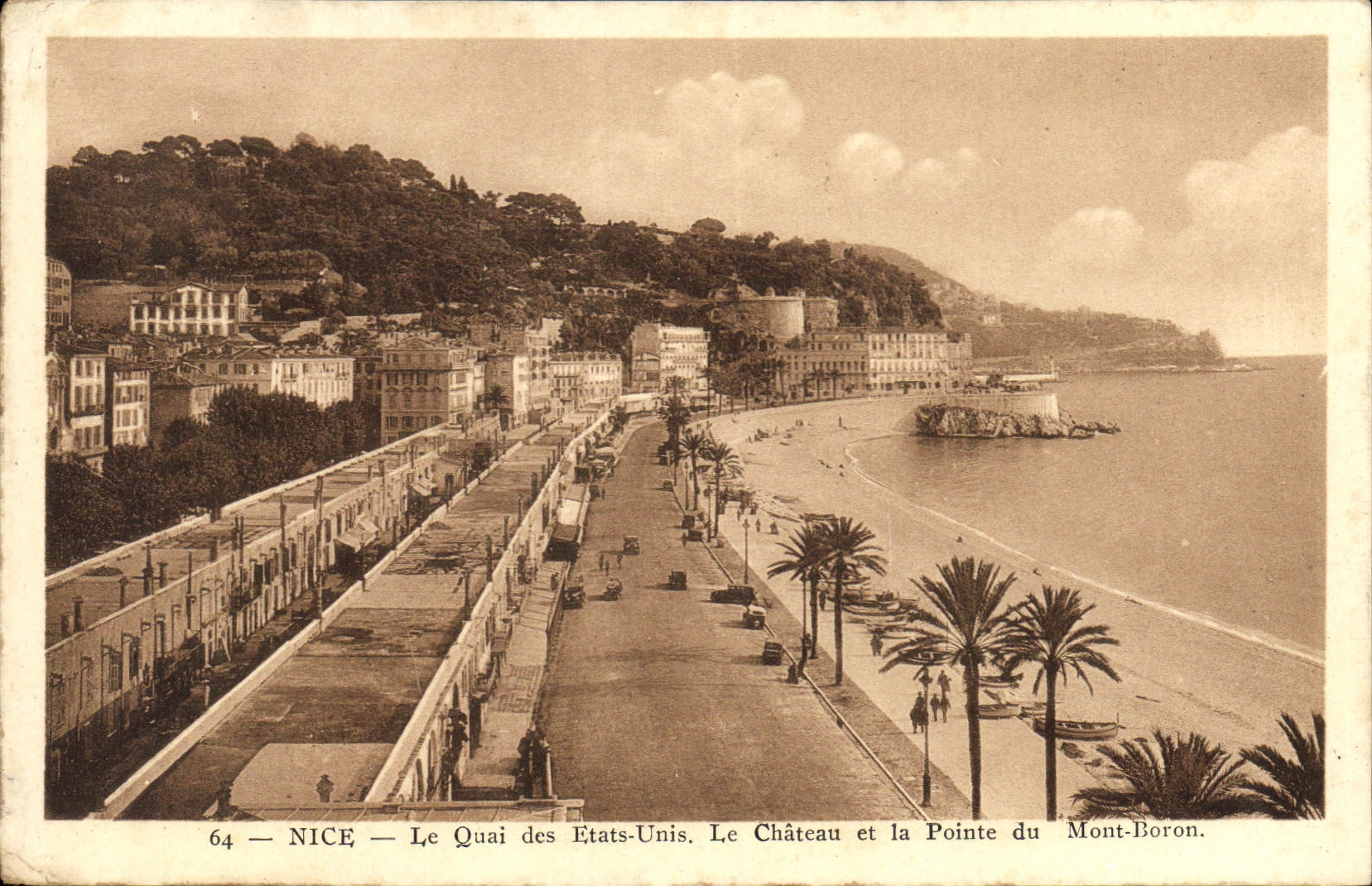 CPA Nice Le Quai des Etans Unis Le Chateau et la Pointe du Mont Boron