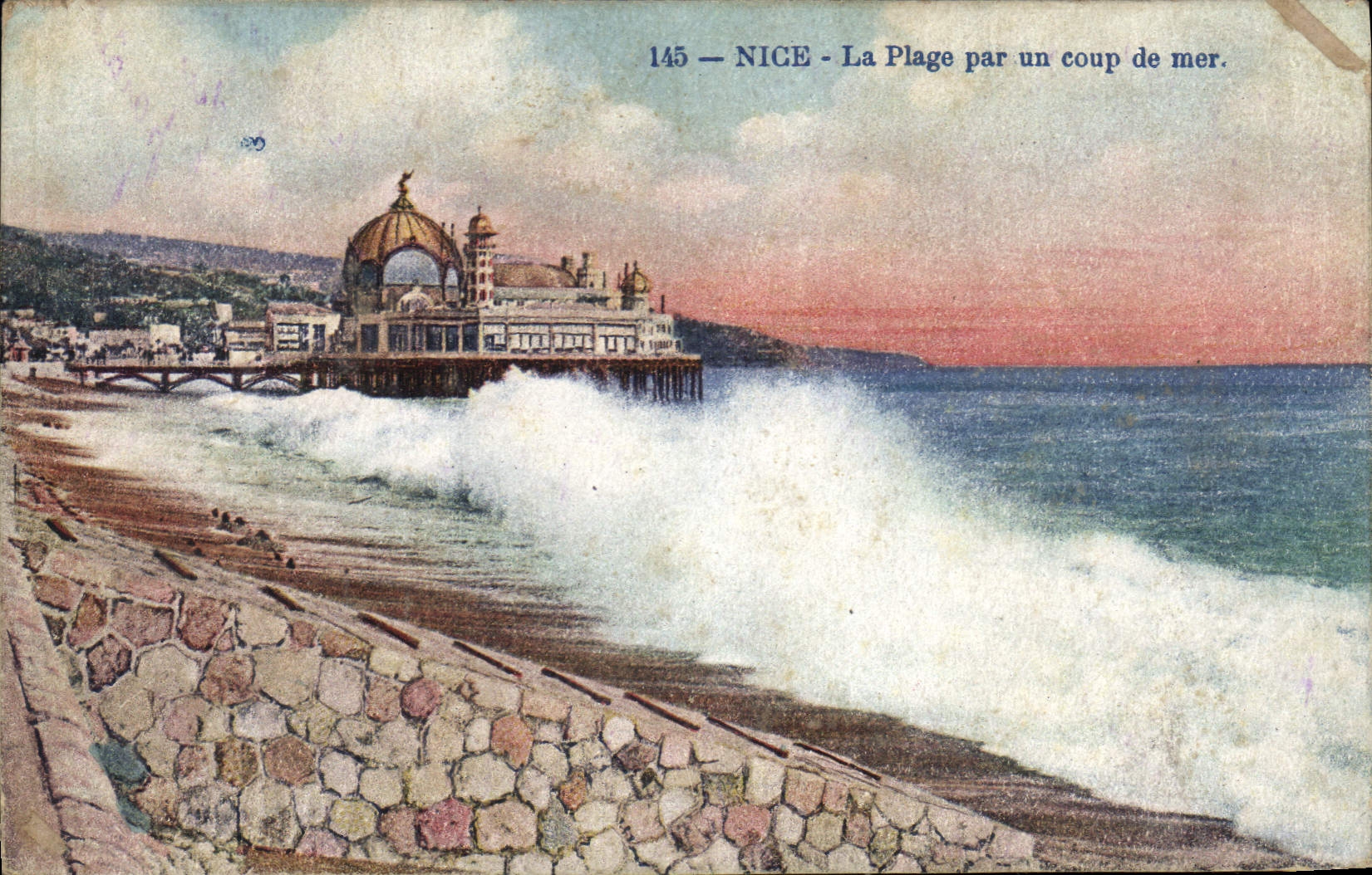 CPA Nice La Plage par un coup de Mer 