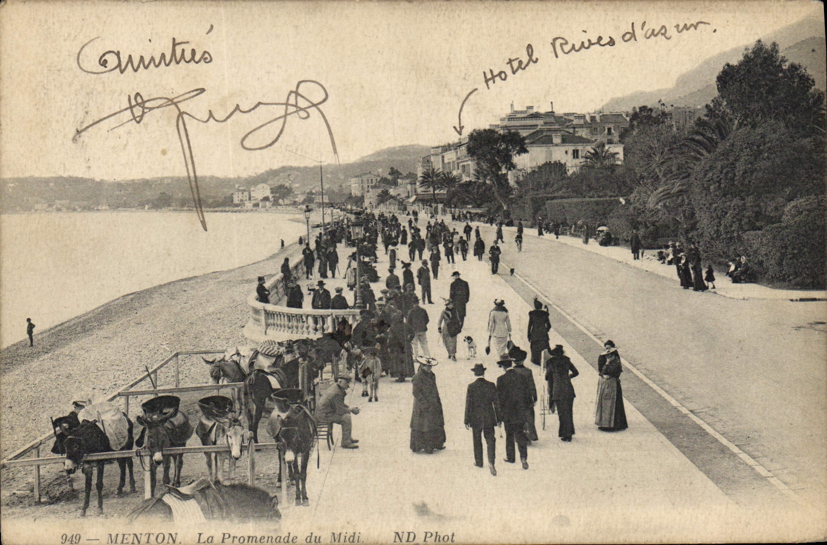 CPA Menton La Promenade du Midi Ane Mule