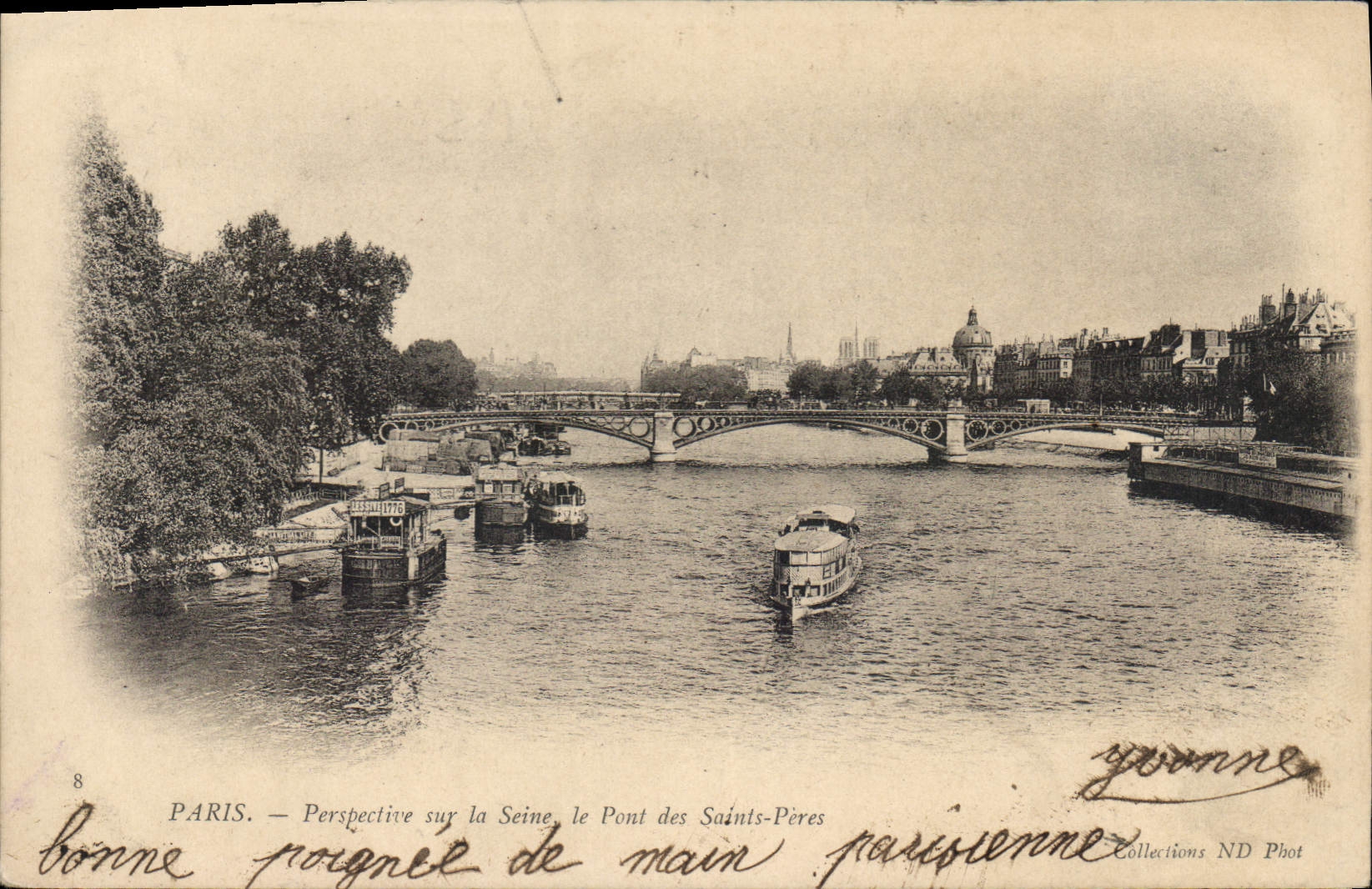 CPA Paris Perspective sur la Seine le Pont des Saints Peres 