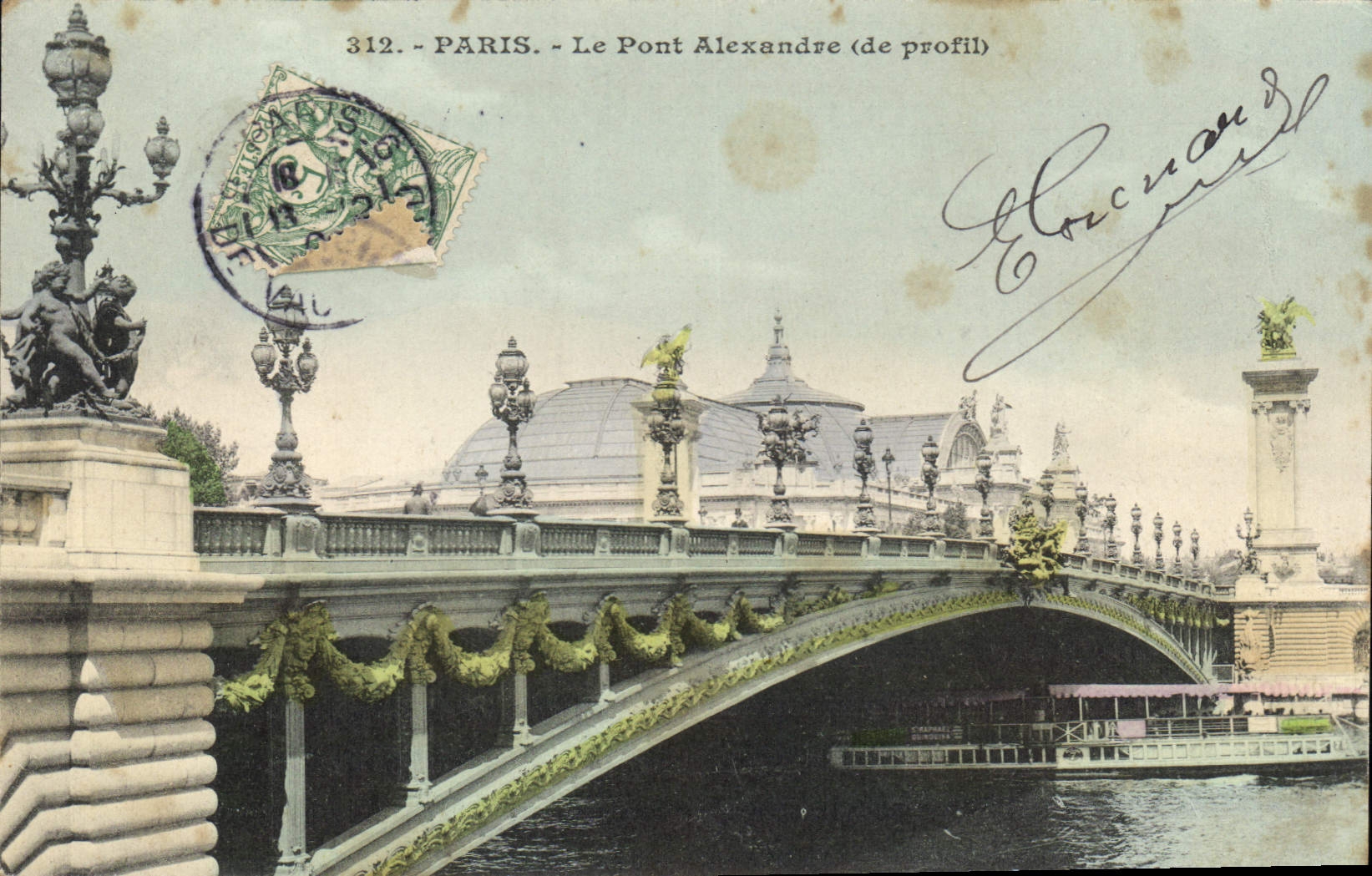 CPA Paris Le Pont Alexandre de profil 