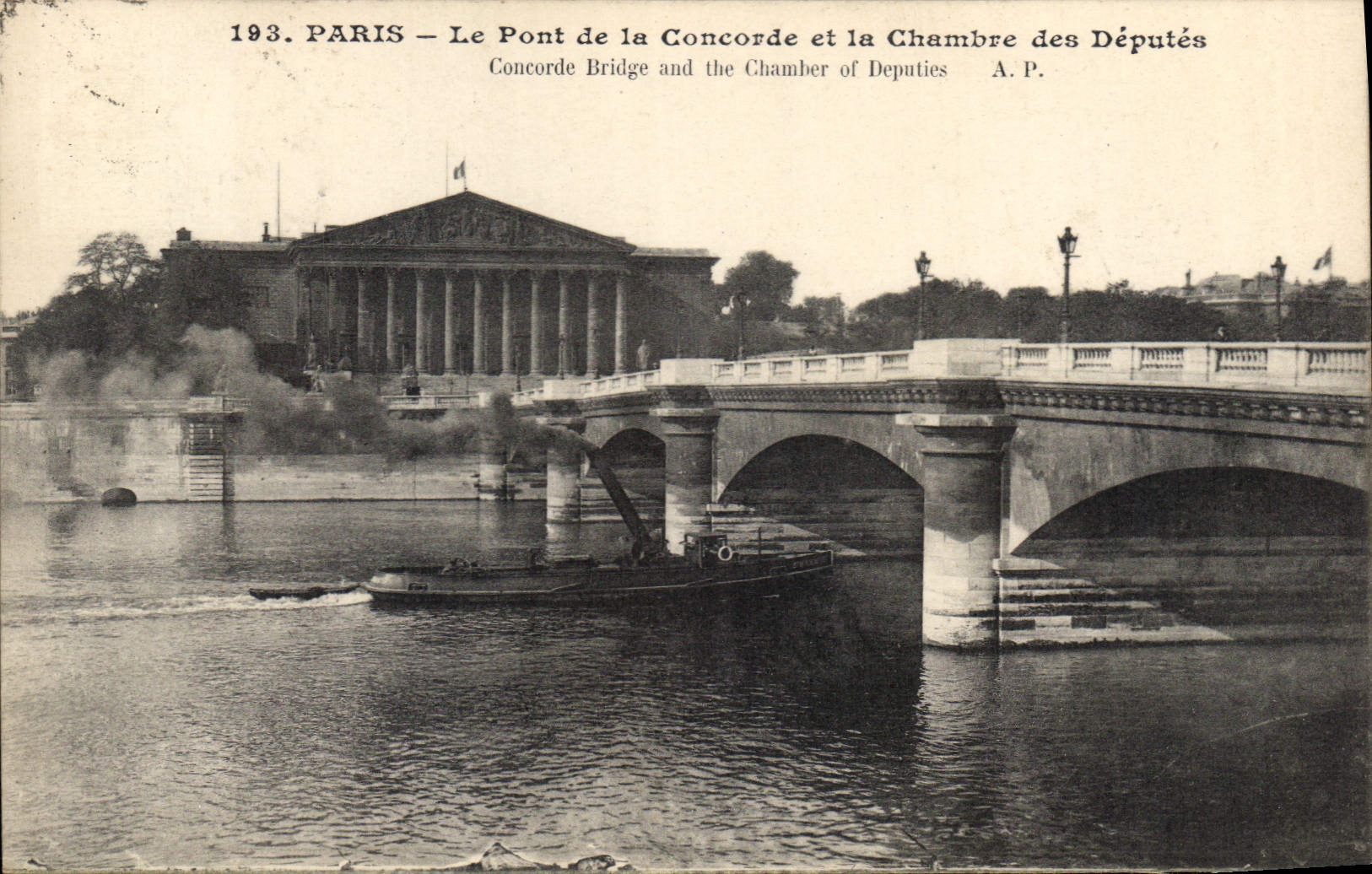 CPA Paris le Pont de la Concorde et la Chambre des Deputes Bateau
