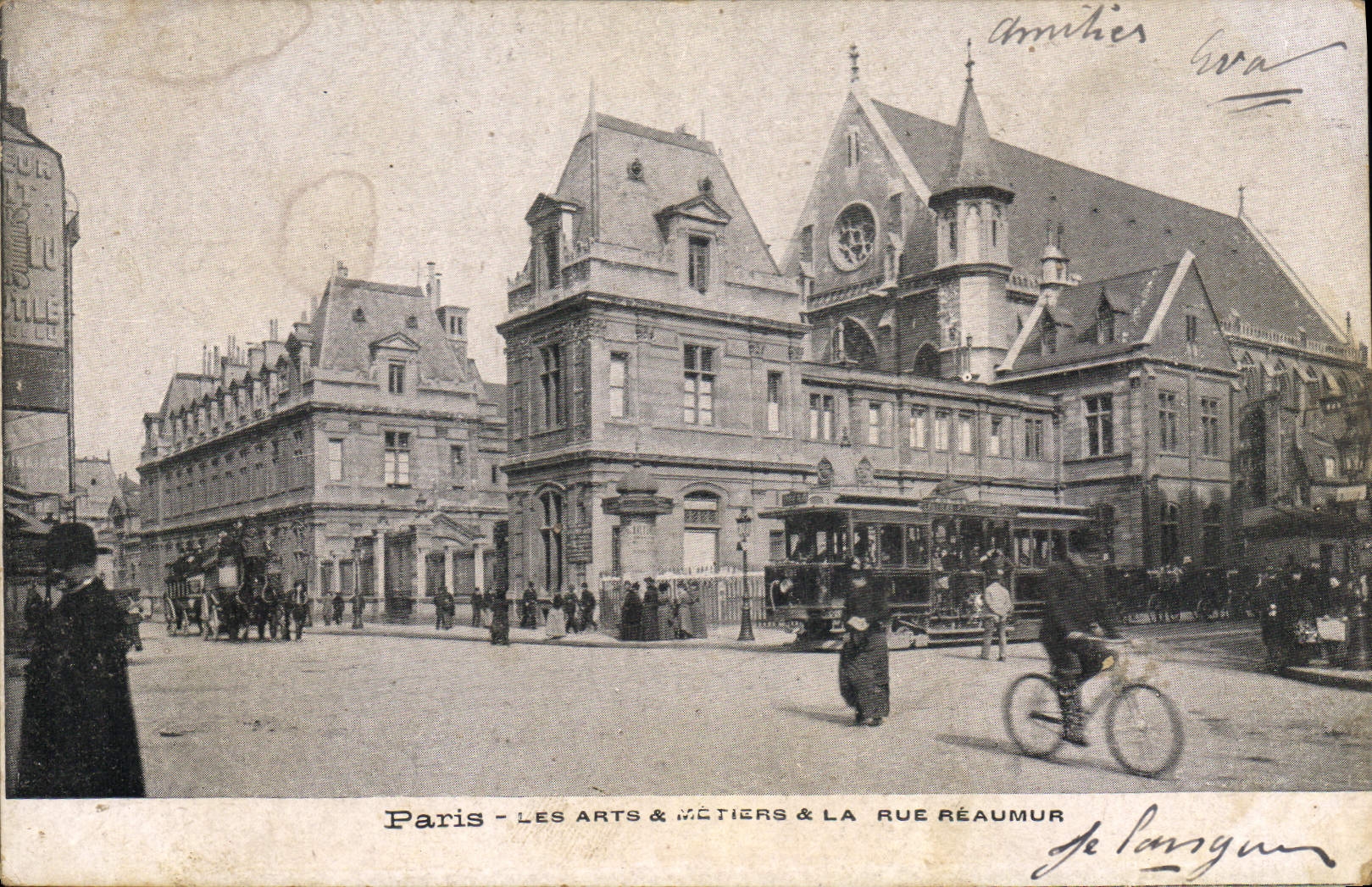 CPA Paris Les Arts et la rue Reaumur Tramway