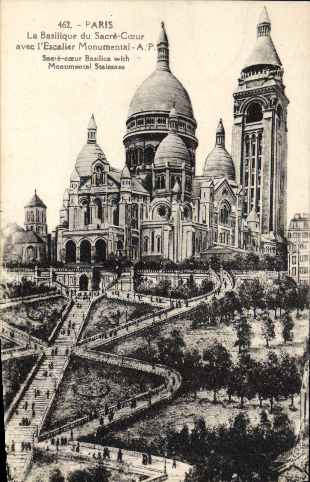 CPA Paris La Basilique du Sacre Coeur avec l'Escalier Monumental