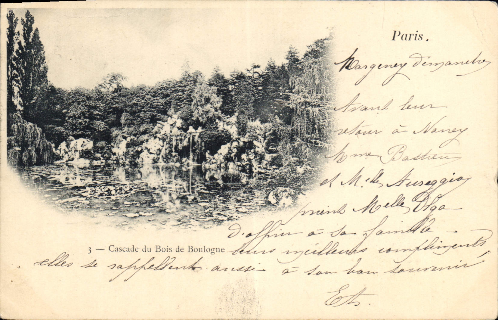 CPA Paris Cascade du Bois de Boulogne Carte 1899