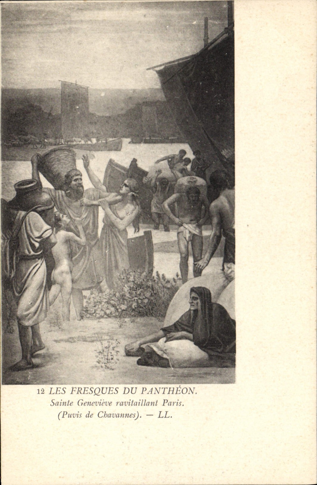 CPA Les Fresques du Pantheon Sainte Genevieve Ravitaillant Paris Puvis de Chavannes