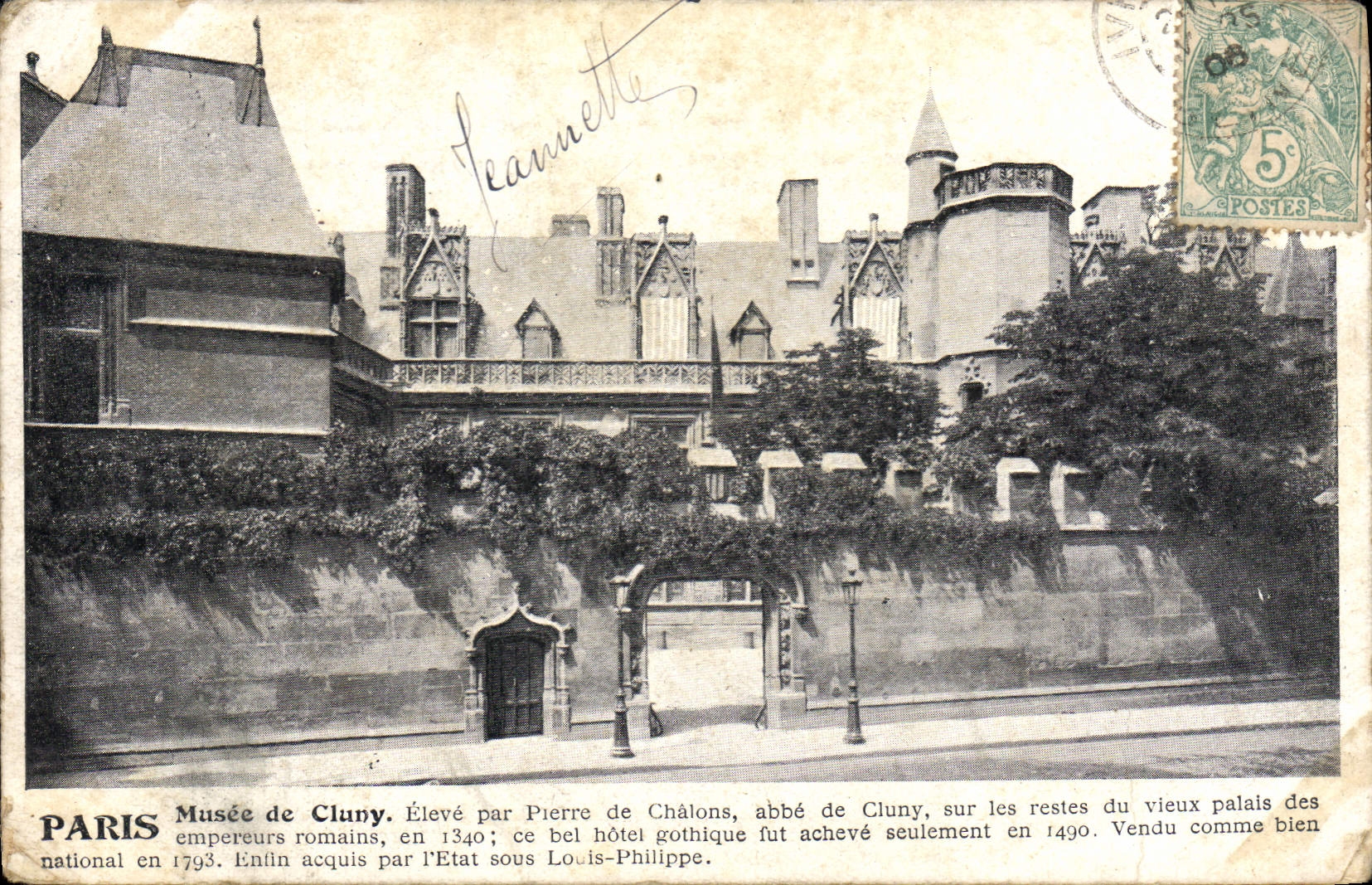 CPA Paris Musee de Cluny Eleve par Pierre de Chalons abbe de Cluny sur les restes du vieux Palais de