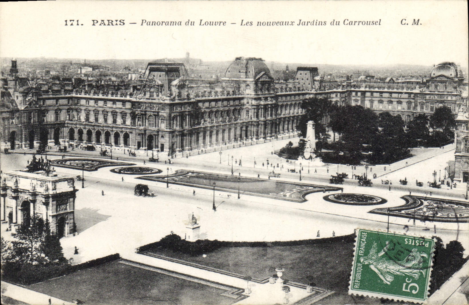 CPA Paris Panorama du Louvre les Nouveaux jardins du Carrousel