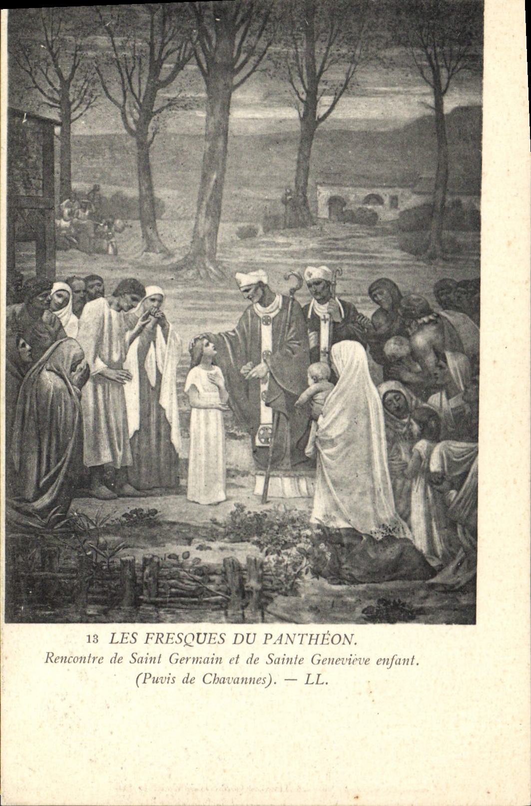 CPA Les Fresques du Pantheon Rencontre de Saint Germain et de Sainte Genevieve enfant