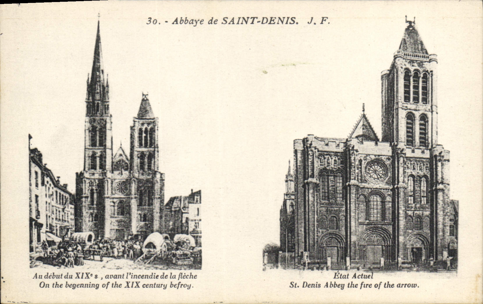 CPA Abbaye de Saint Denis au debut du XIX avant l'incendie de la fleche