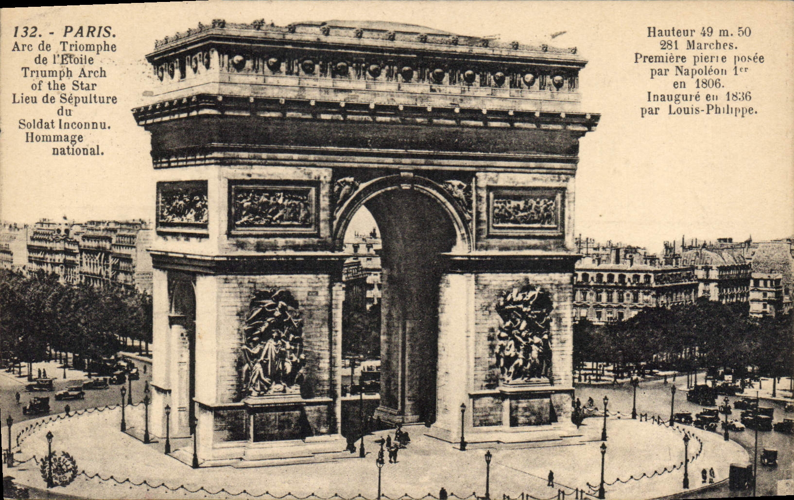 CPA Paris Arc de Triomphe de l'Etoile Lieu de Sepulture du Soldat Inconnu Hommage National 
