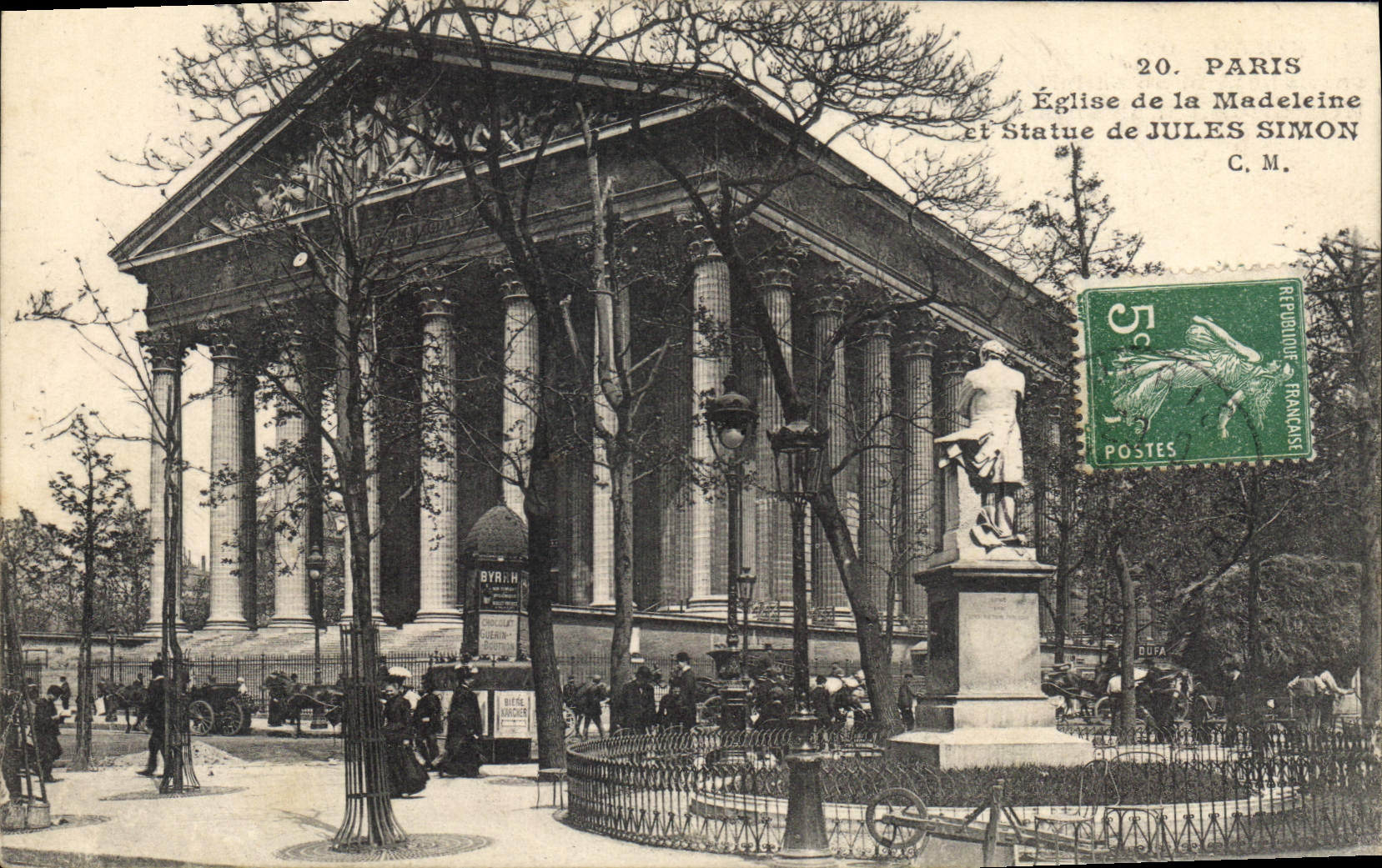 CPA Paris Eglise de la Madeleine et Statue de Jules Simon