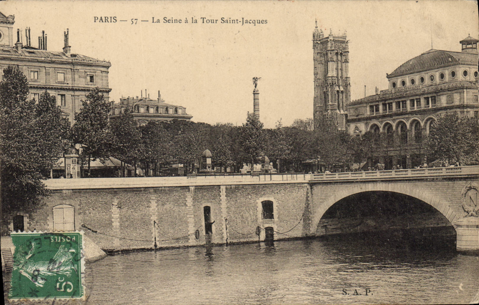 CPA Paris La Seine et la Tour Saint Jacques