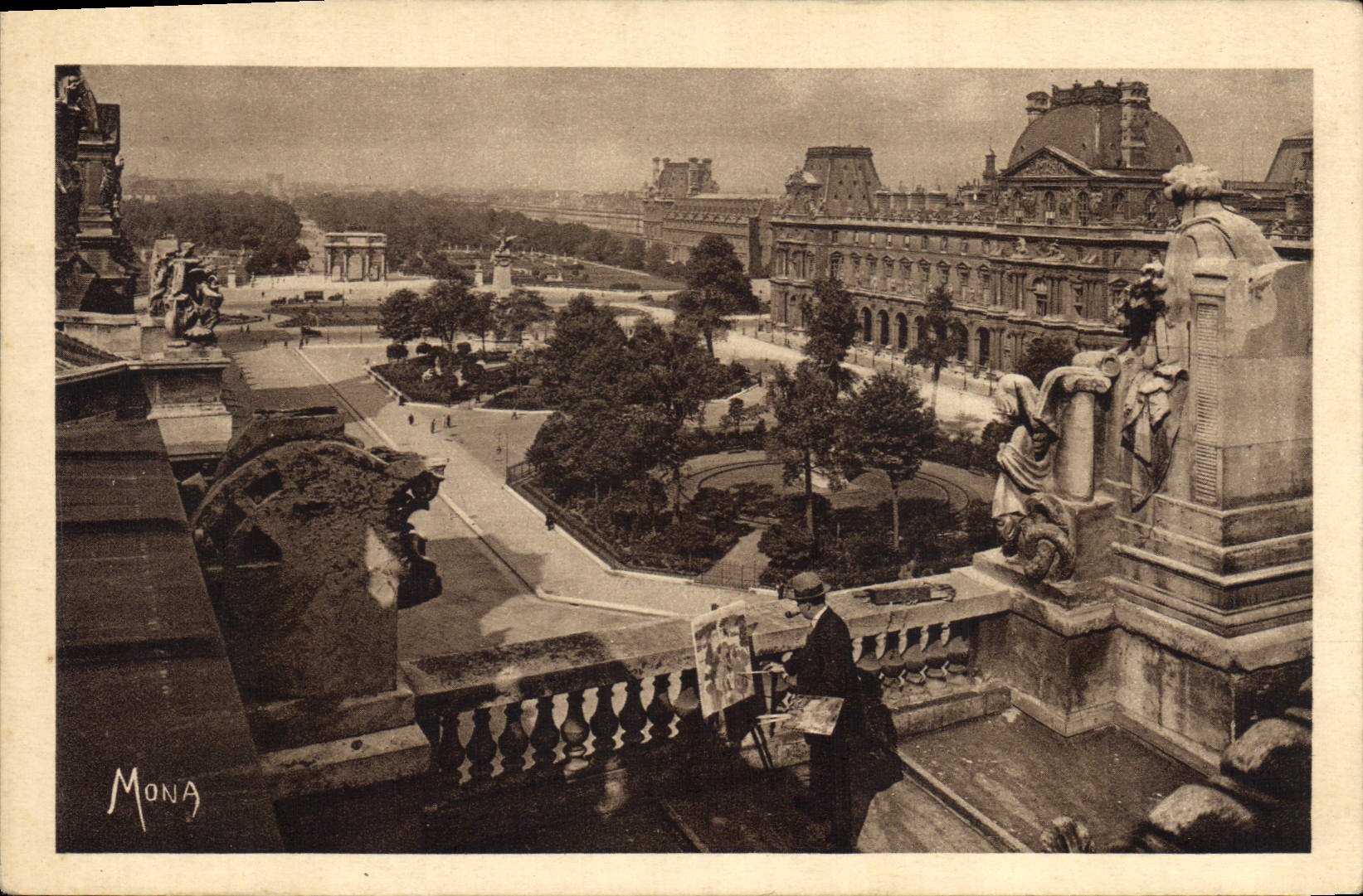CPA Les Petits Tableaux de Paris Perspective sur les Jardins du Louvre et des Tuileries