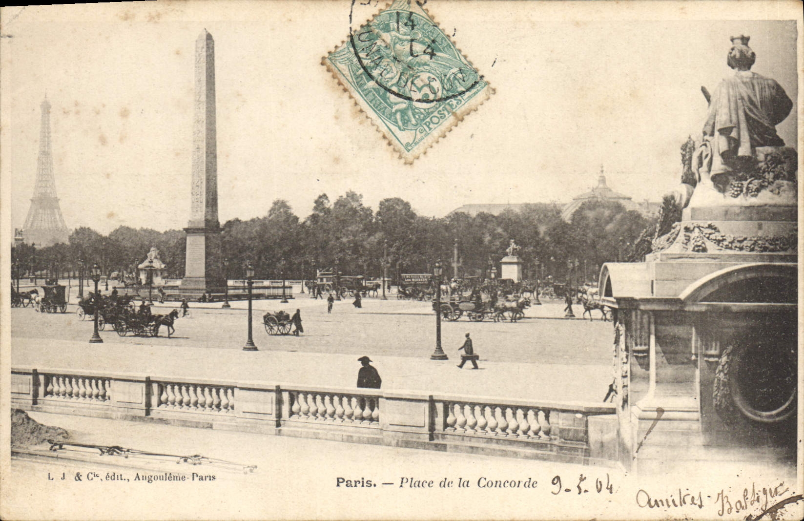 CPA Paris Place de la Concorde Tour Eiffel