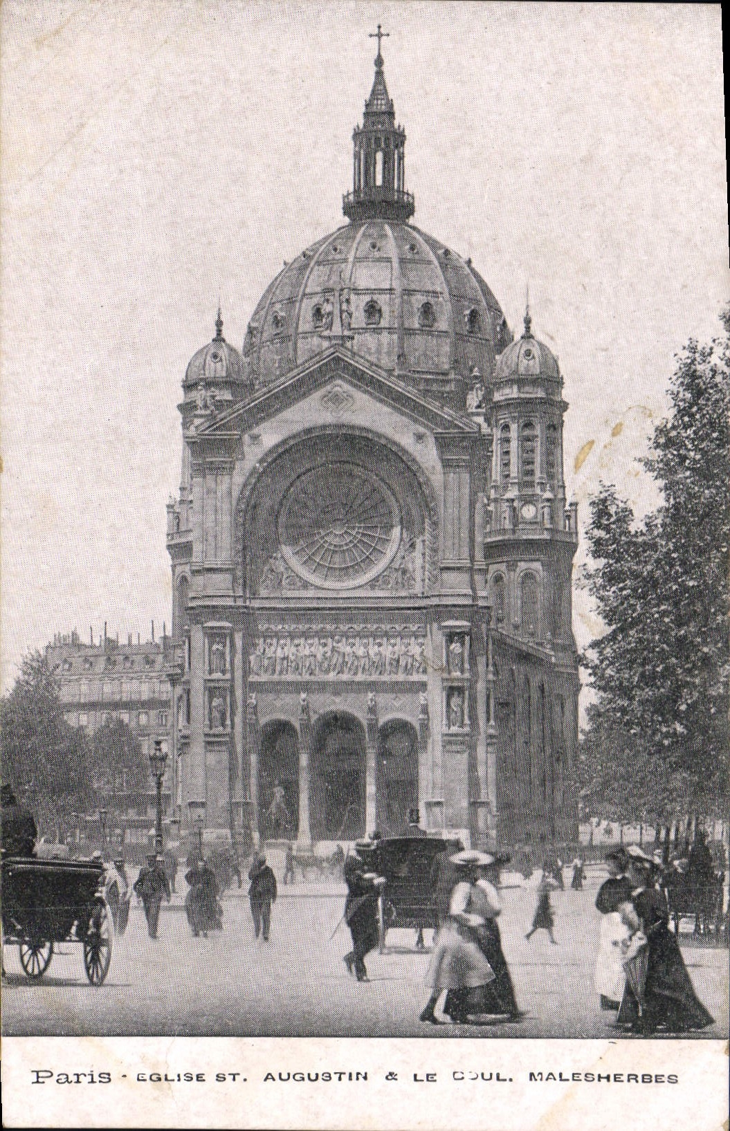 CPA Paris Eglise St Augustin & Le Boul Malesherbes 