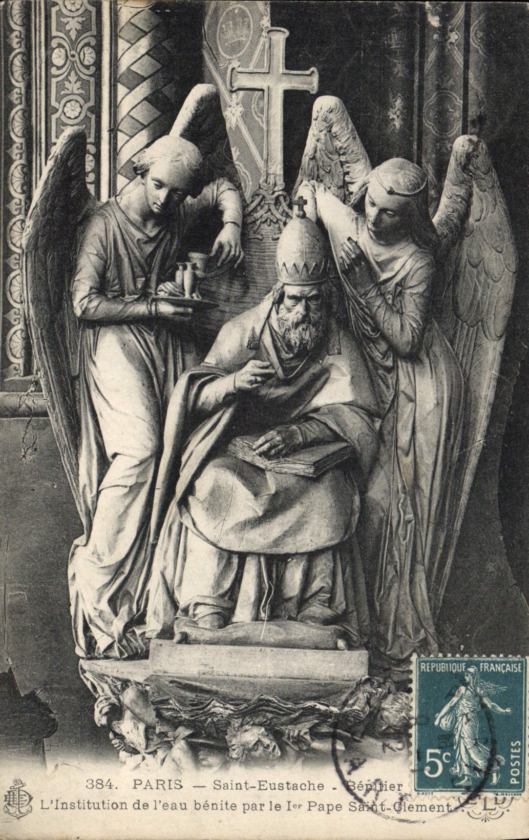 CPA Paris Saint Eustache l'Institution on de l'eau benite Pape Saint Clement