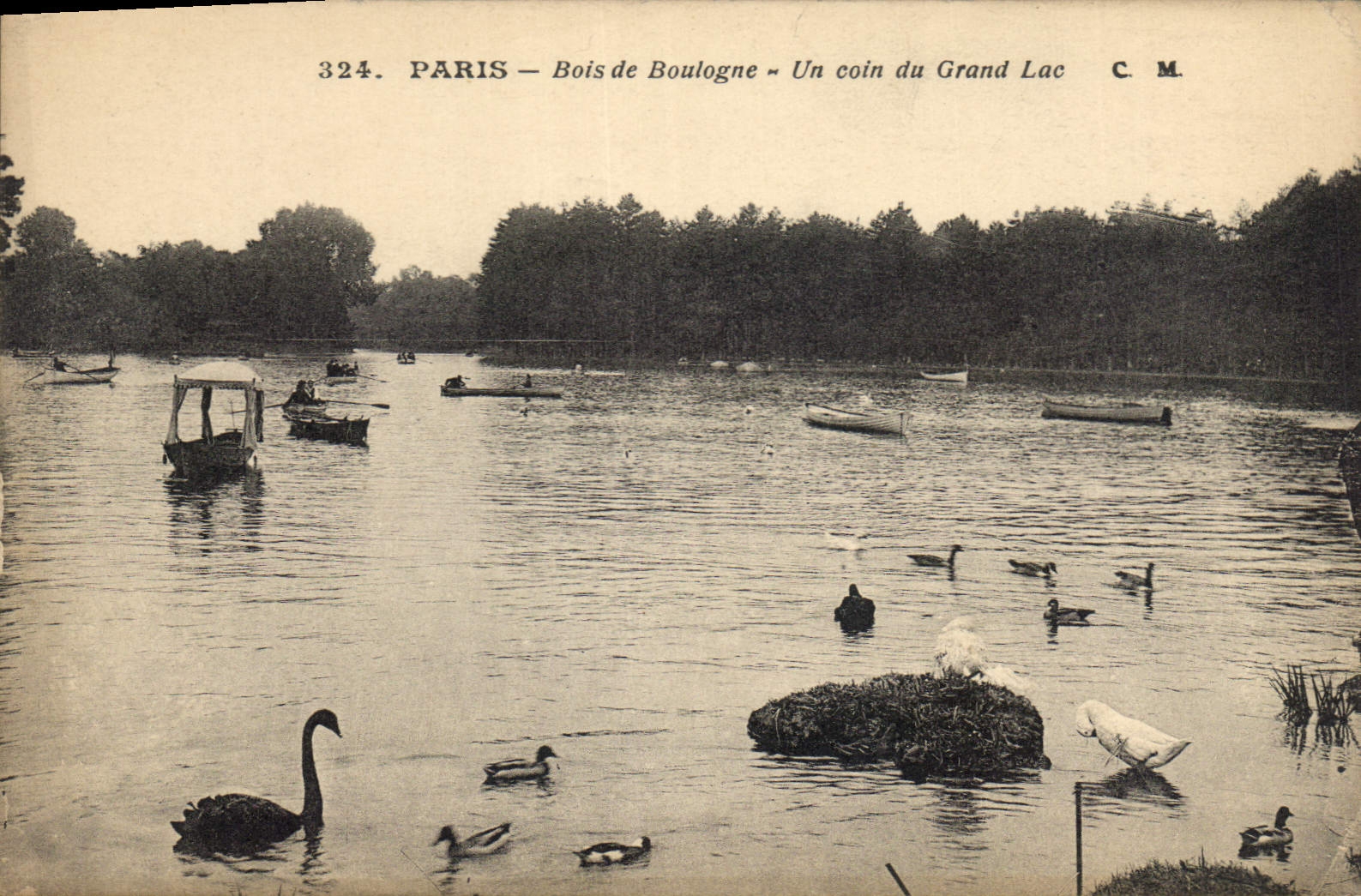CPA Paris Bois de Boulogne Un coin du Grand Lac