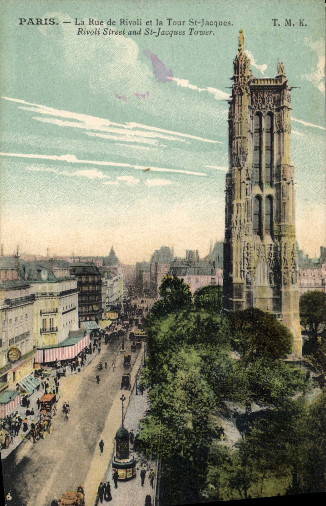 CPA Paris La Rue de Rivoli et la Tour St Jacques