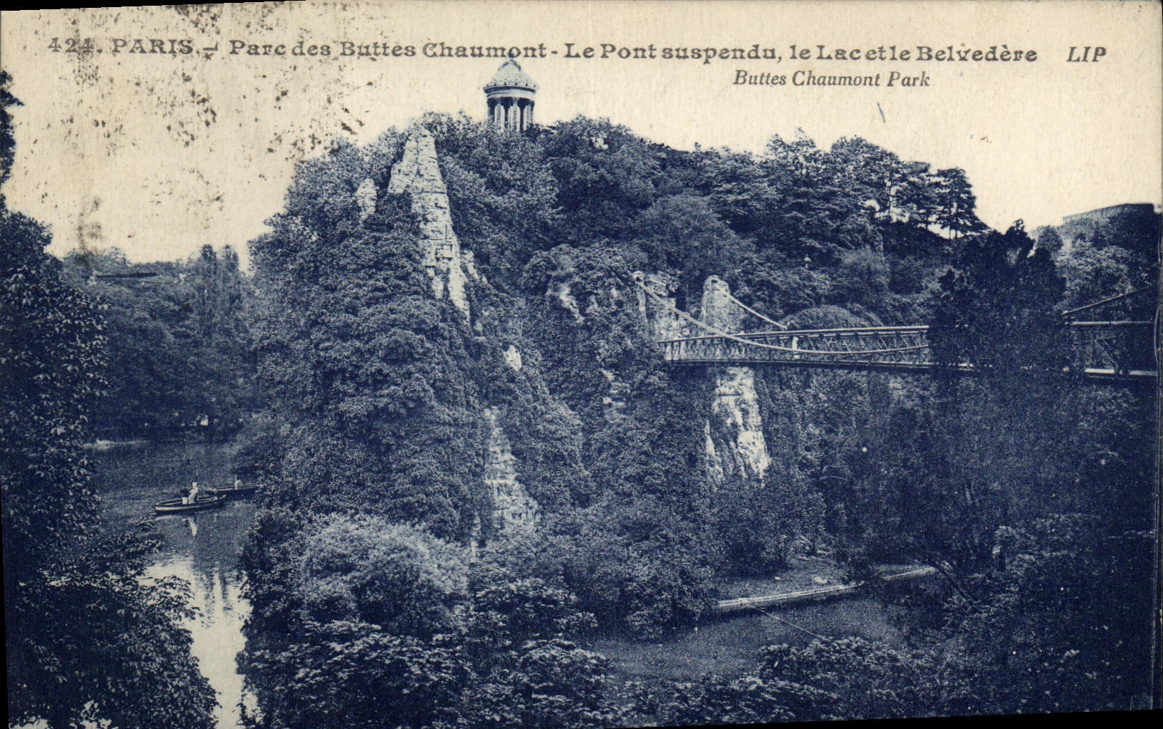 CPA Paris Parc des Buttes Chaumont Le Pont suspnedu le Lac et le Belvedere 
