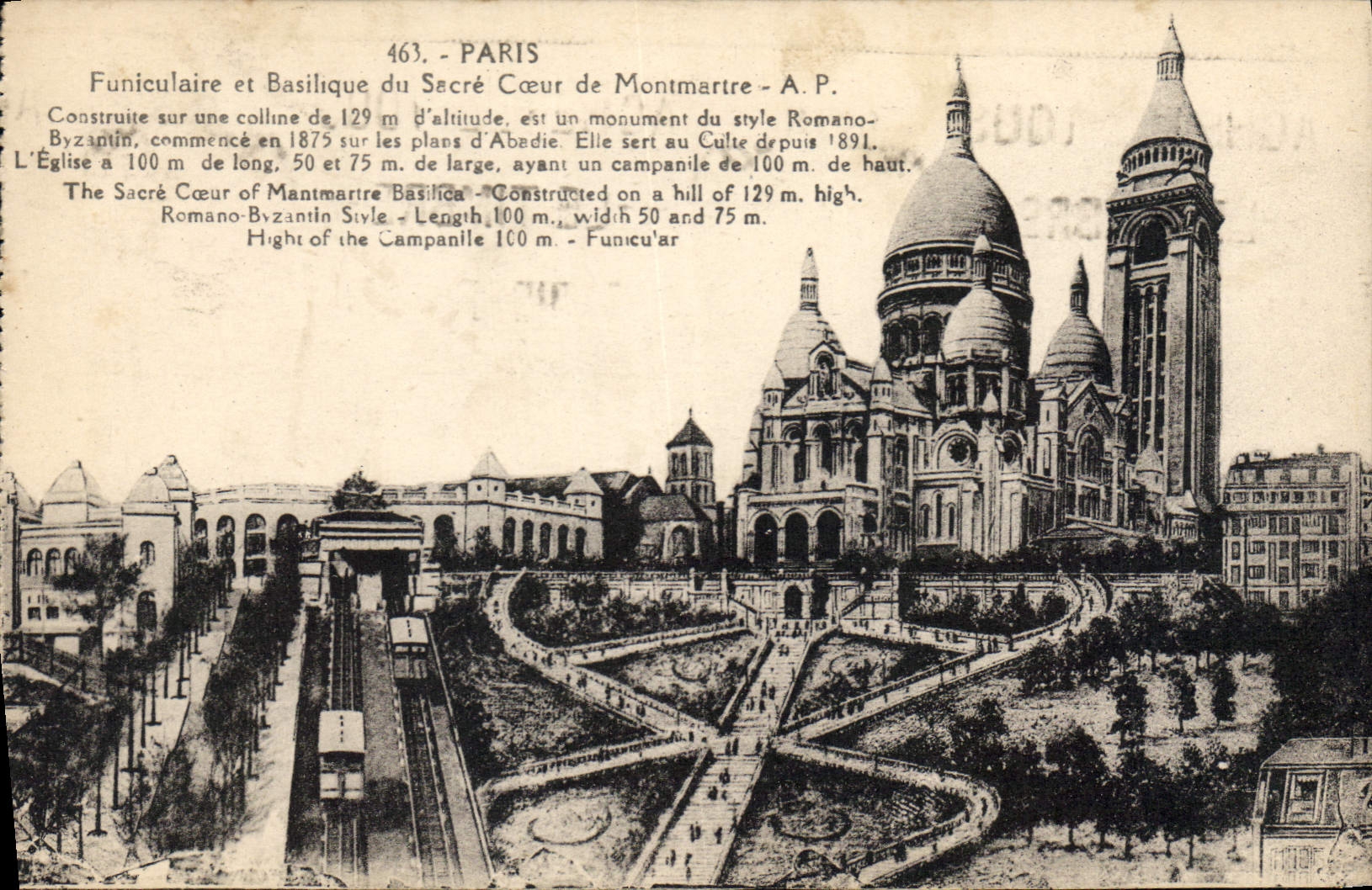 CPA Paris Funiculaire et Basilique du Sacre Coeur de Montmartre