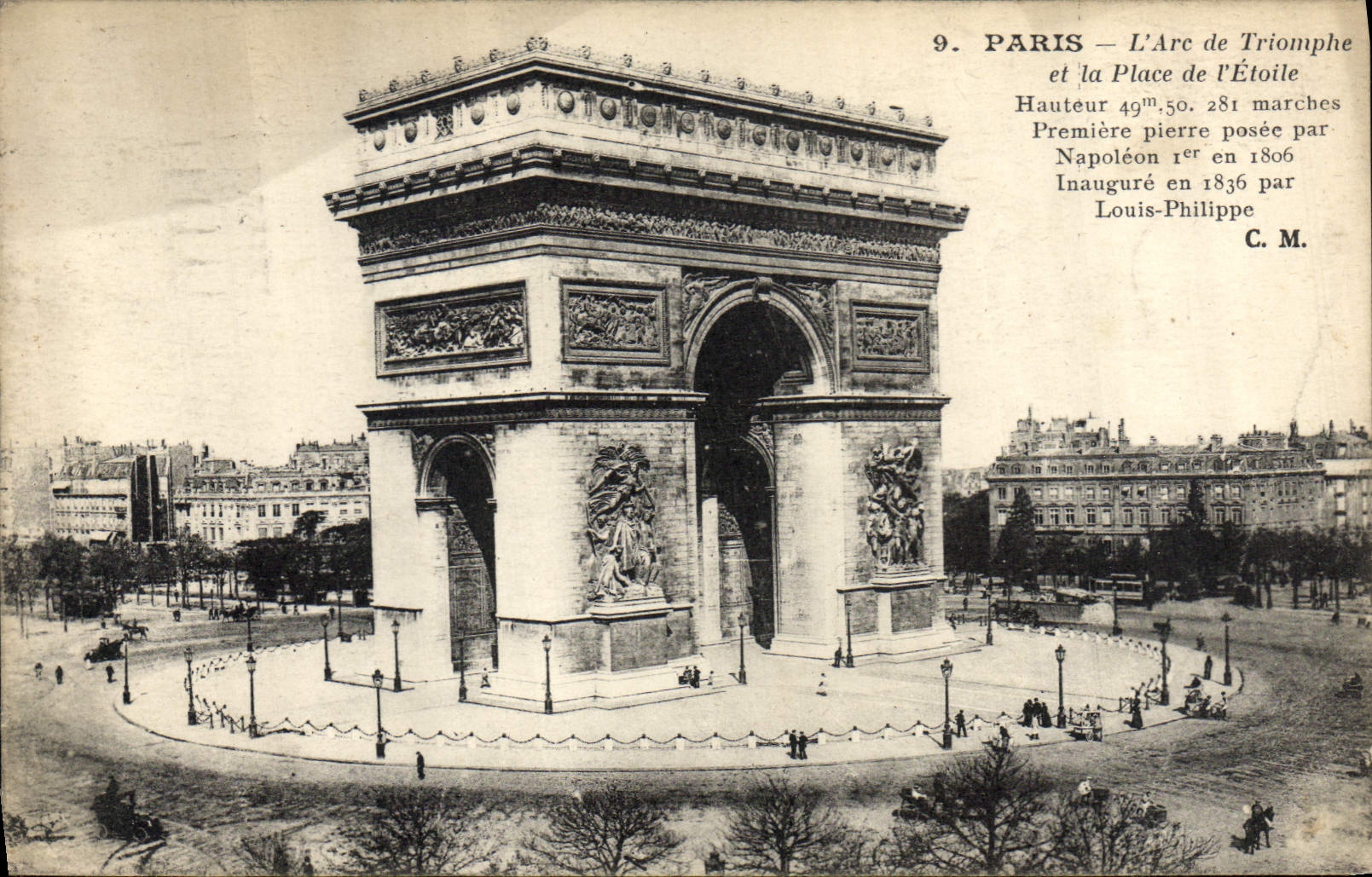 CPA Paris L'Arc de Triomphe et la Place de l'Etoile