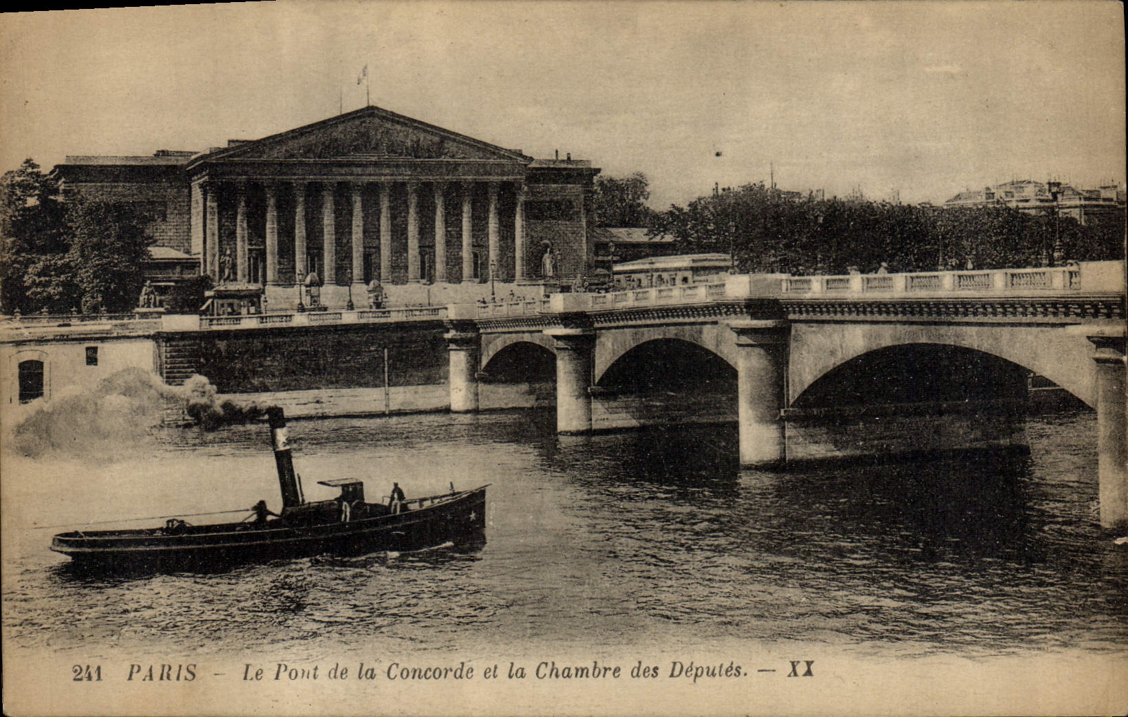 CPA Paris Le Pont de la Concorde et la Chambre des Deputes Bateau