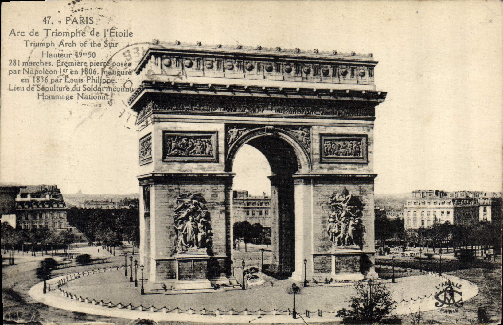 CPA Paris Arc de Triomphe de l'Etoile