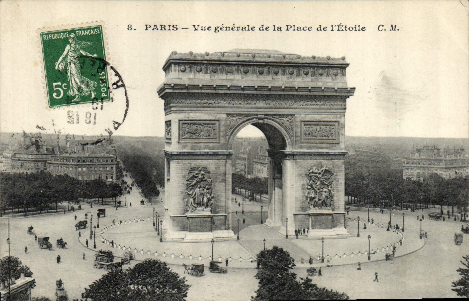 CPA Paris Vue generale de la Place de l'Etoile