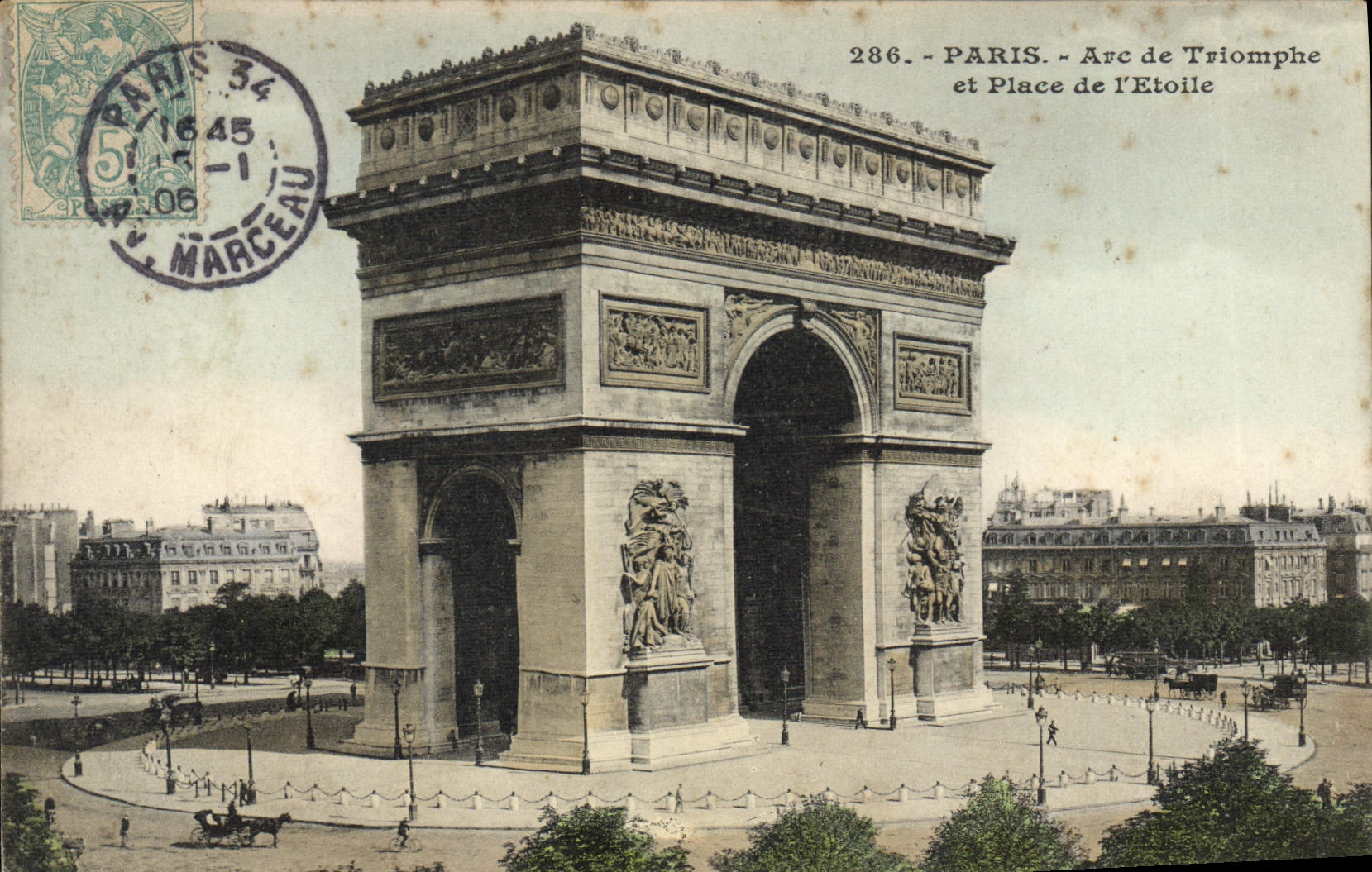 CPA Paris Arc de Triomphe et Place de l'Etoile