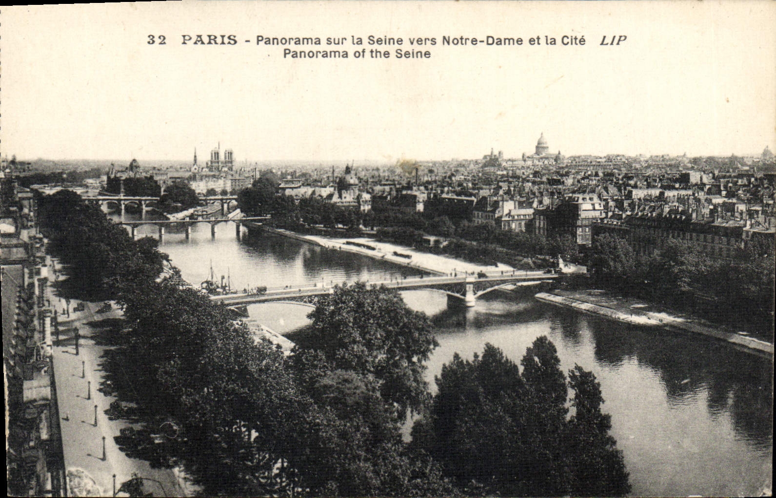 CPA Paris Panorama sur la Seine vers Notre Dame et la Cite