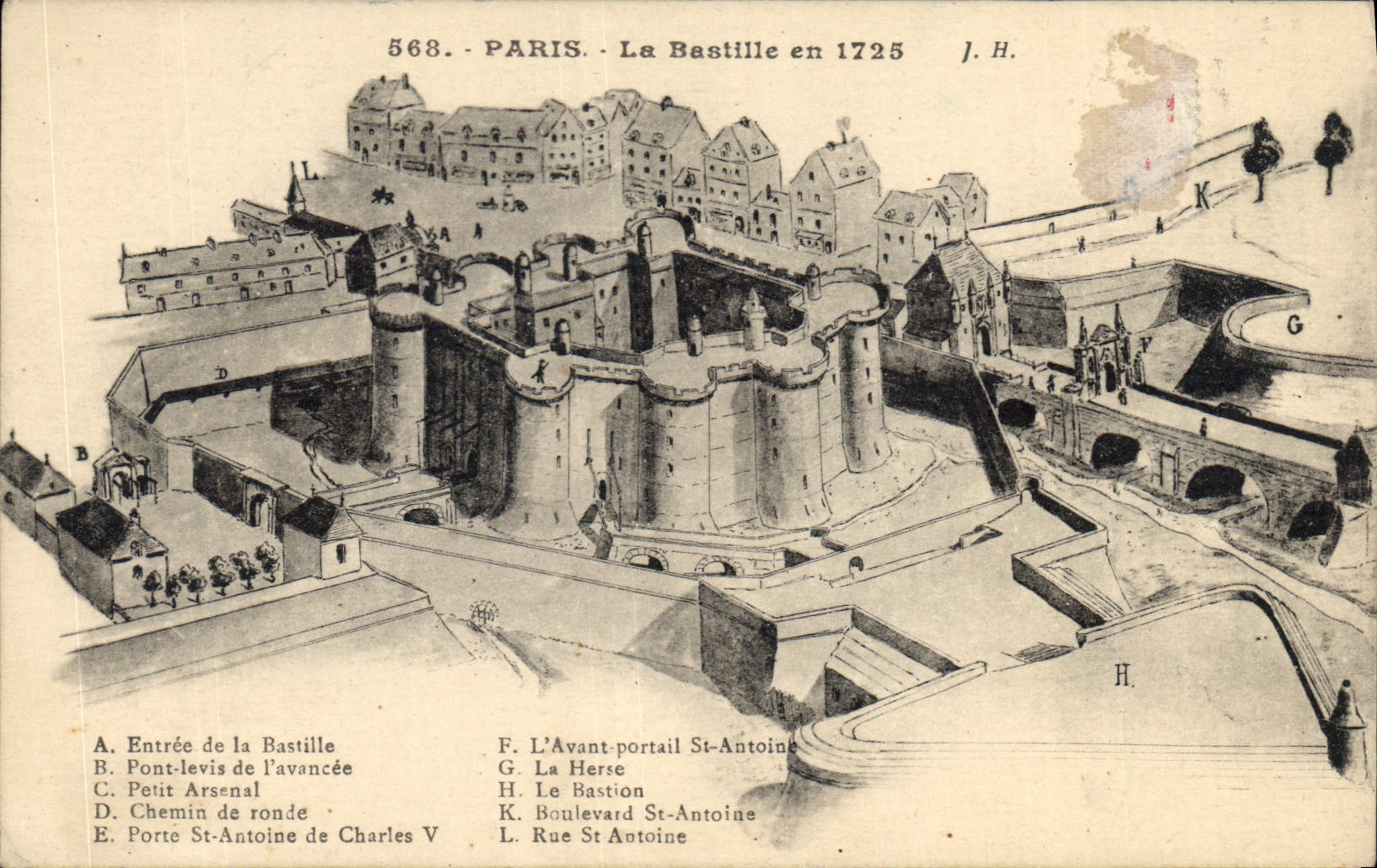 CPA Paris Le Bastille en 1725
