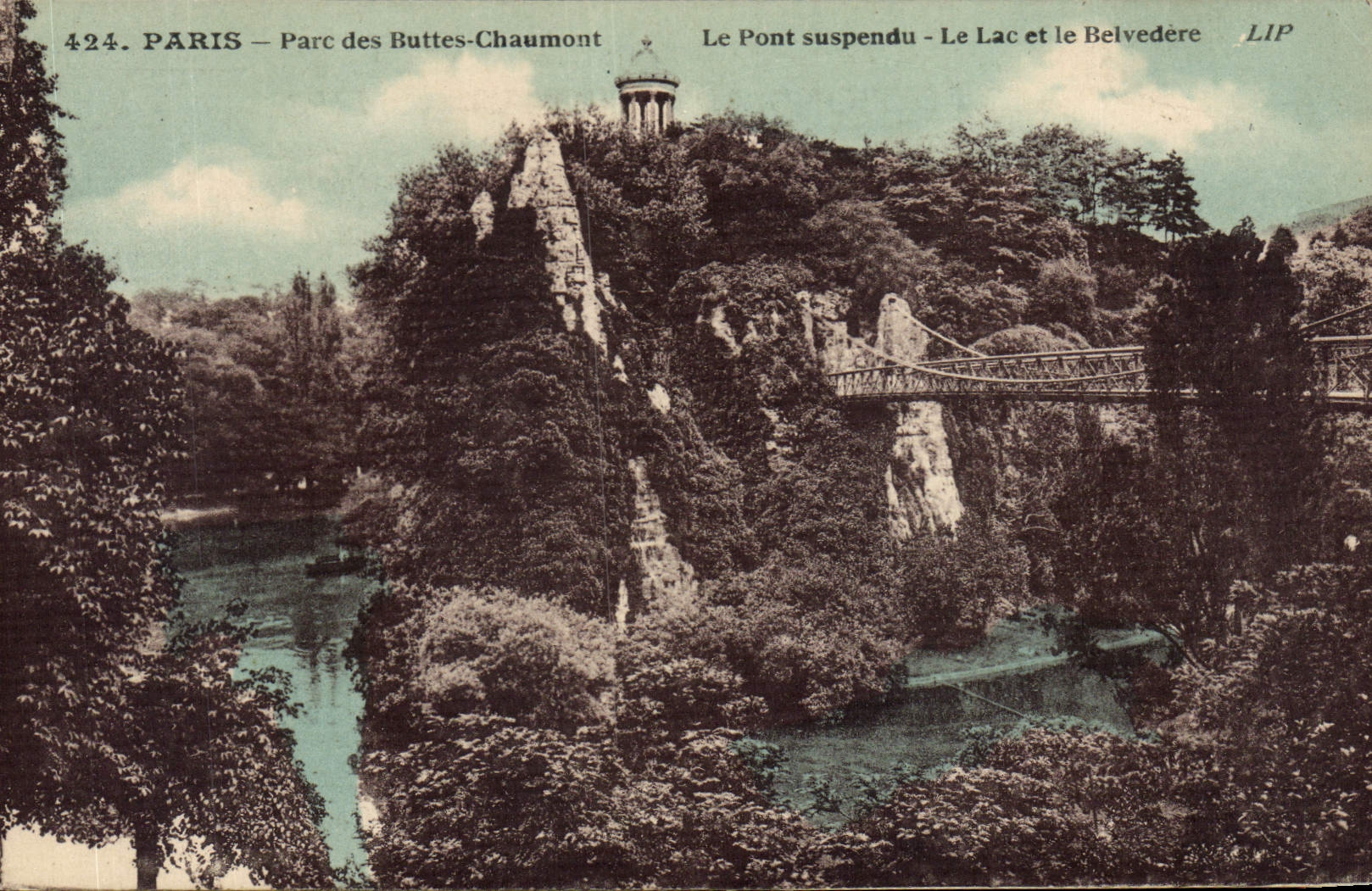 CPA Paris Parc des Buttes Chaumont Le Pont suspendu