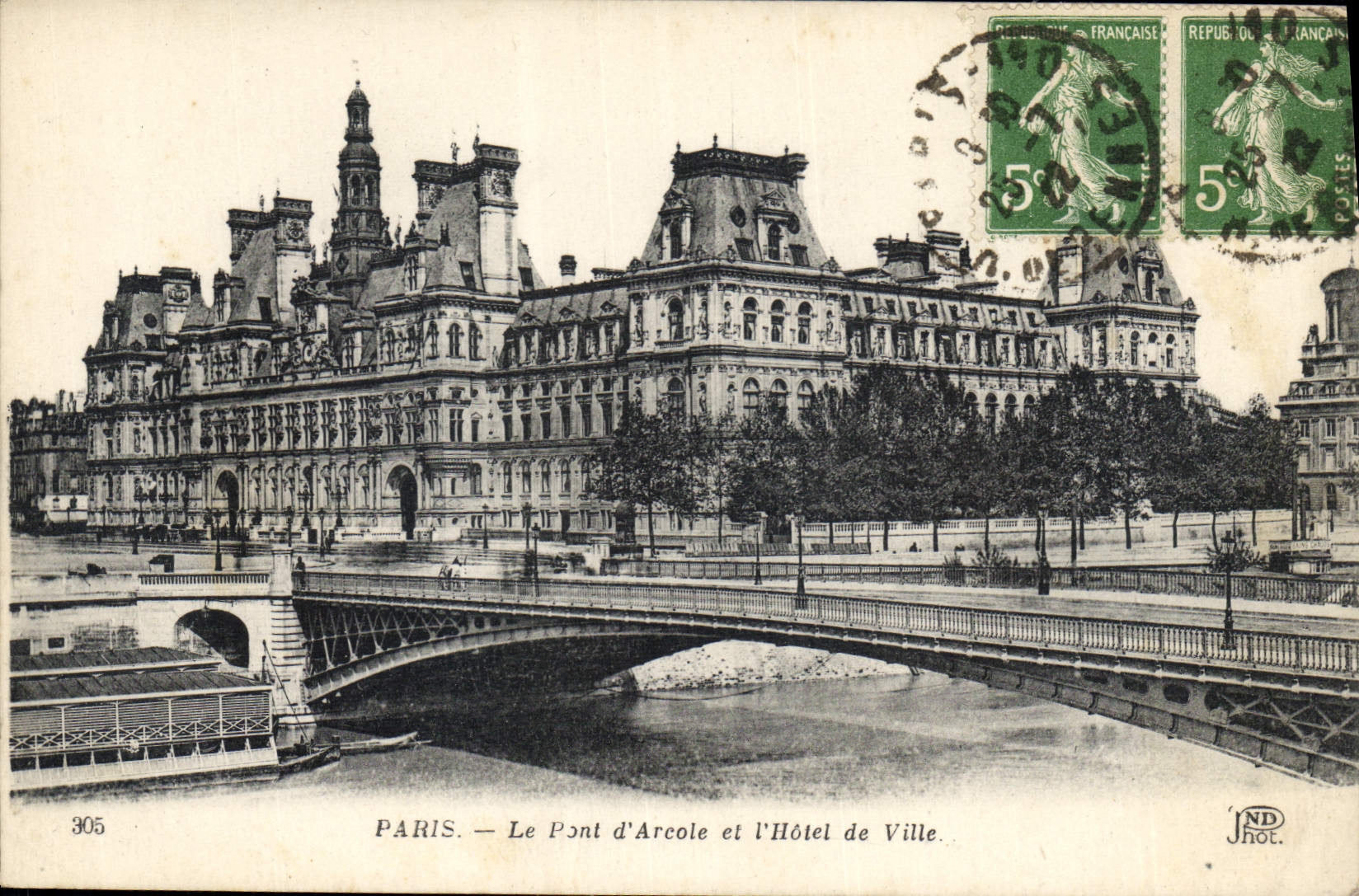 CPA Paris Le Pont d'Arcole et l'Hotel de Ville
