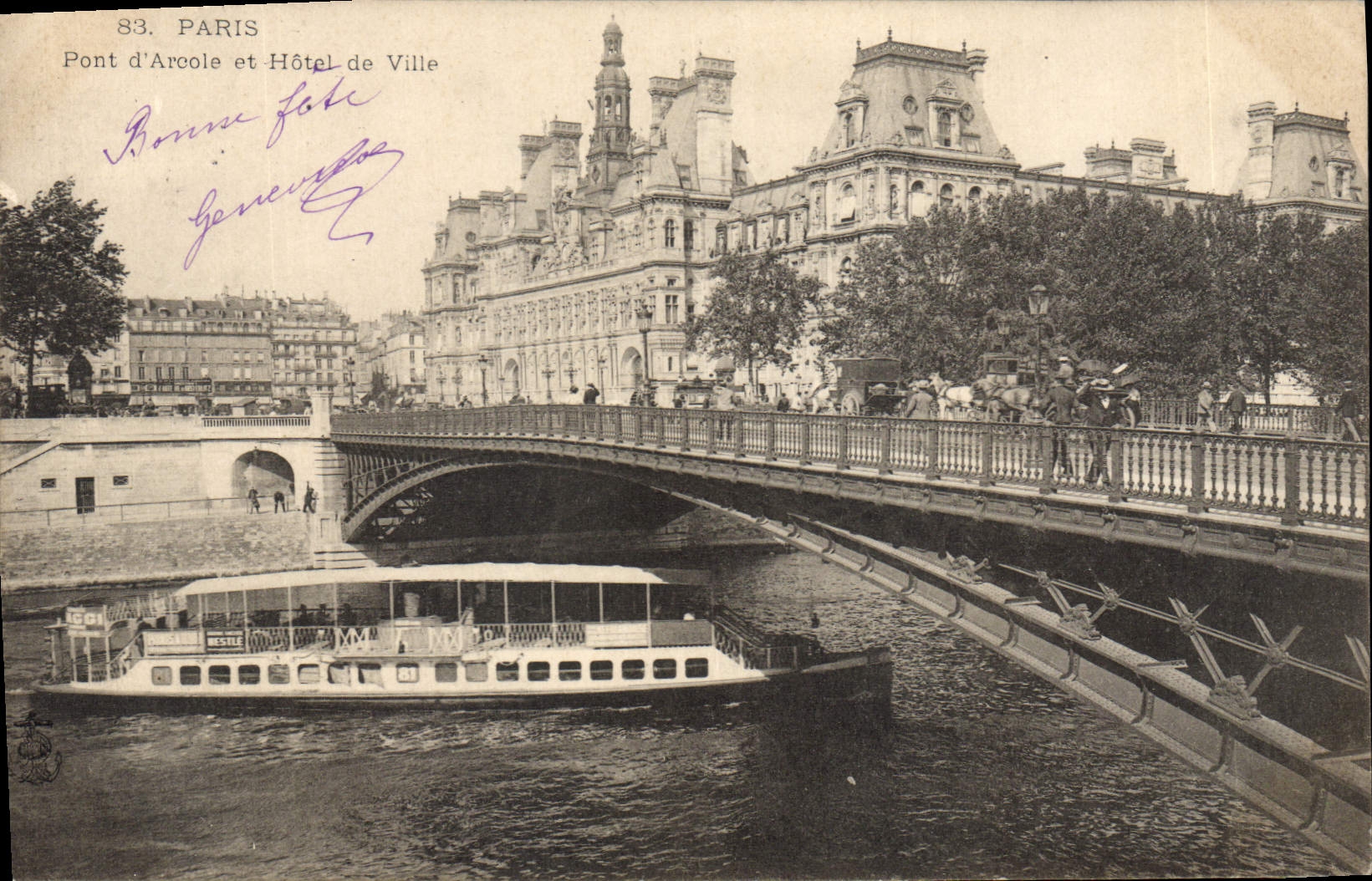 CPA Paris Pont d'Arcole et Hotel de Ville