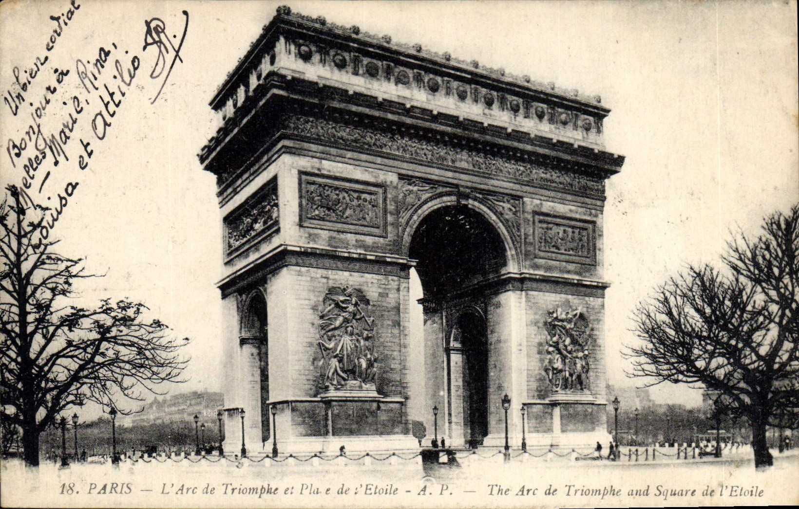 CPA Paris L'Arc de Triomphe et Place de l'Etoile