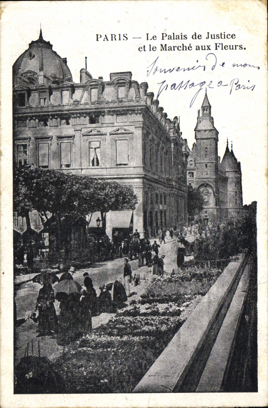 CPA Paris Le Palais de Justice et le Marche aux Fleurs 
