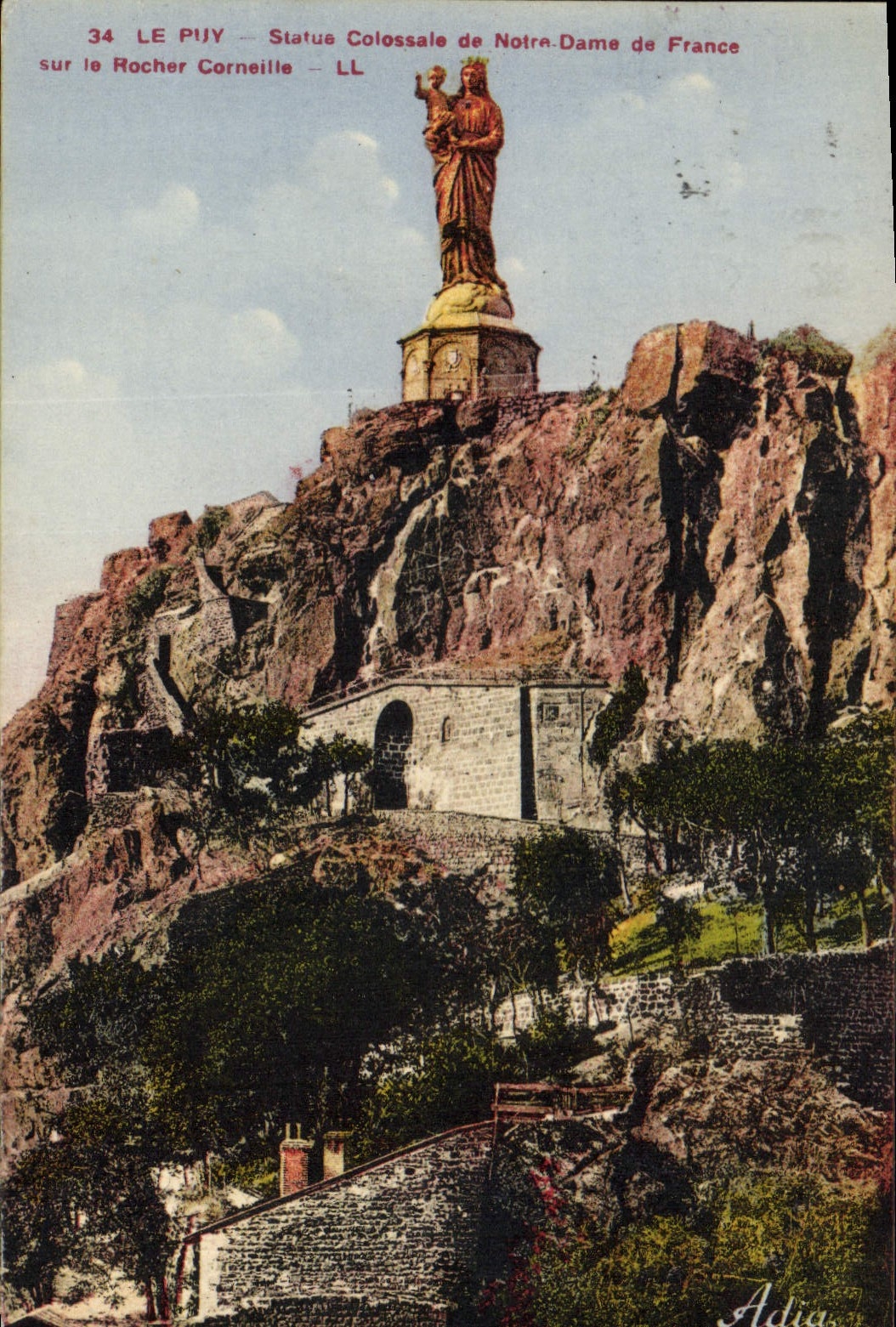 CPA Le Puy Statue Colossale de Notre Dame de France sur le Rocher Corneille